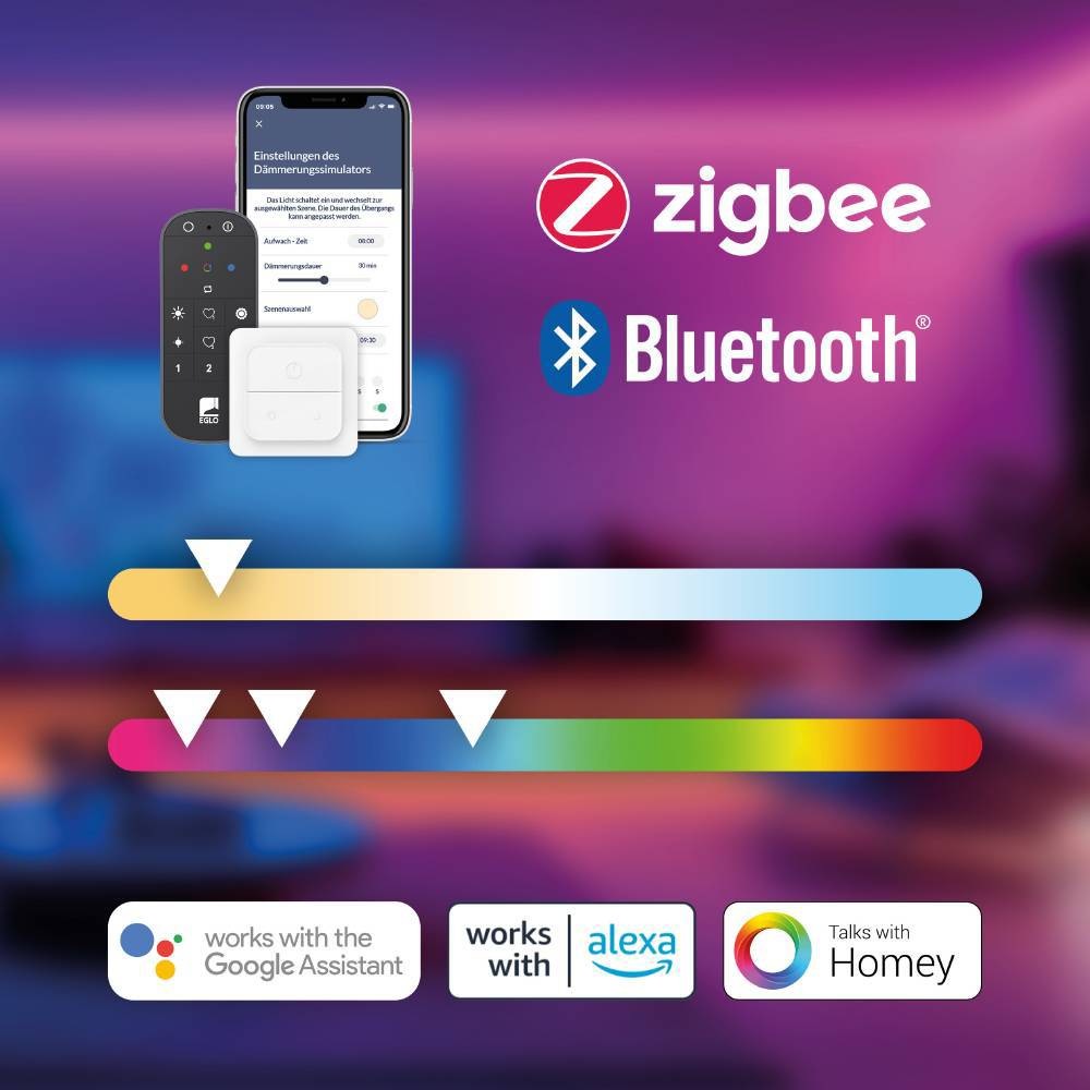 EGLO Stehlampe »ANCHORENA-Z Steheuchte, Holz, ZigBee 3.0, Disco-Modus, Lampe«, 1 flammig, Leuchtmittel LED-Modul | LED wechselbar, Timer, App / Sprachsteuerung Alexa, 150 cm, exkl. Fernbedienung