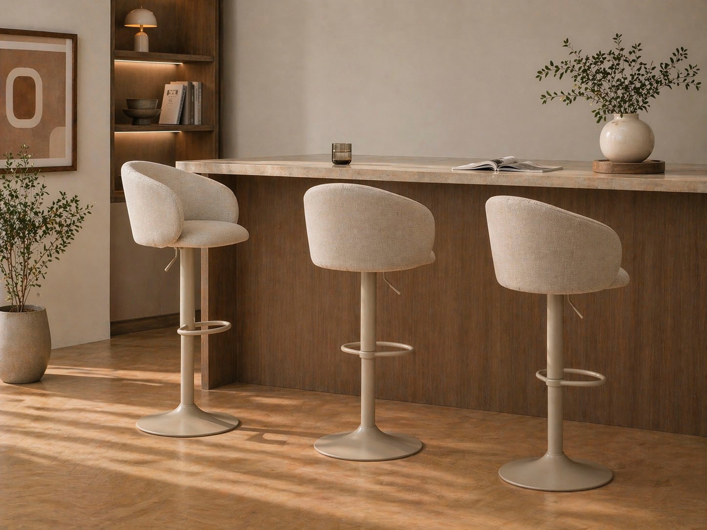 ACTONA GROUP Barhocker »Eleanor gepolstert - drehbar & höhenverstellbar, moderne« 1 Stk. tlg. Bequemer Barstuhl mit Fußstütze und Drehfunktion im Scandi Stil