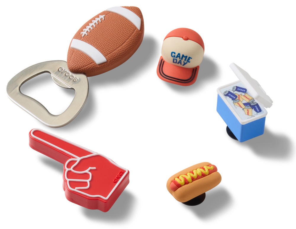 Crocs Schuhanstecker »Jibbitz™ Tailgate« Set, Kein Spielzeug. Nicht für Kinder unter 3 Jahren geeignet, 5 Stk. Football Charms für Crocs