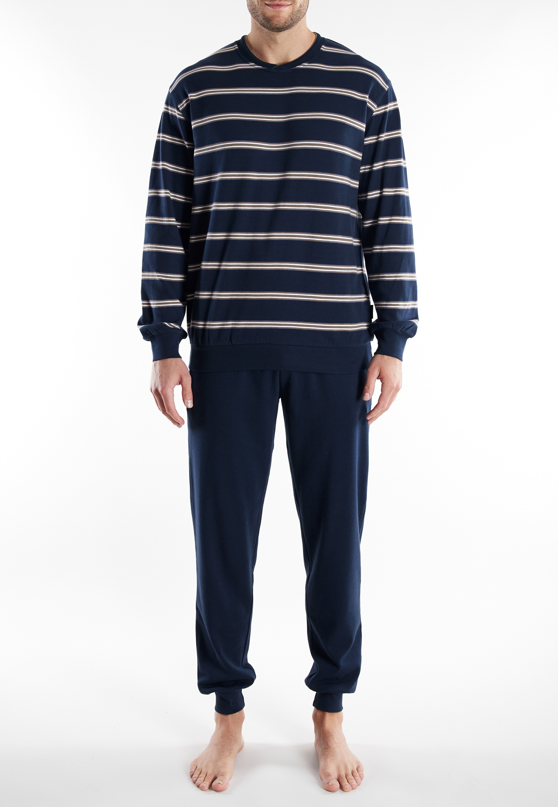 GÖTZBURG Schlafanzug »Kos« 2 Stk. tlg., mit langen Ärmeln und Rundhalsausschnitt, Oberteil gestreift