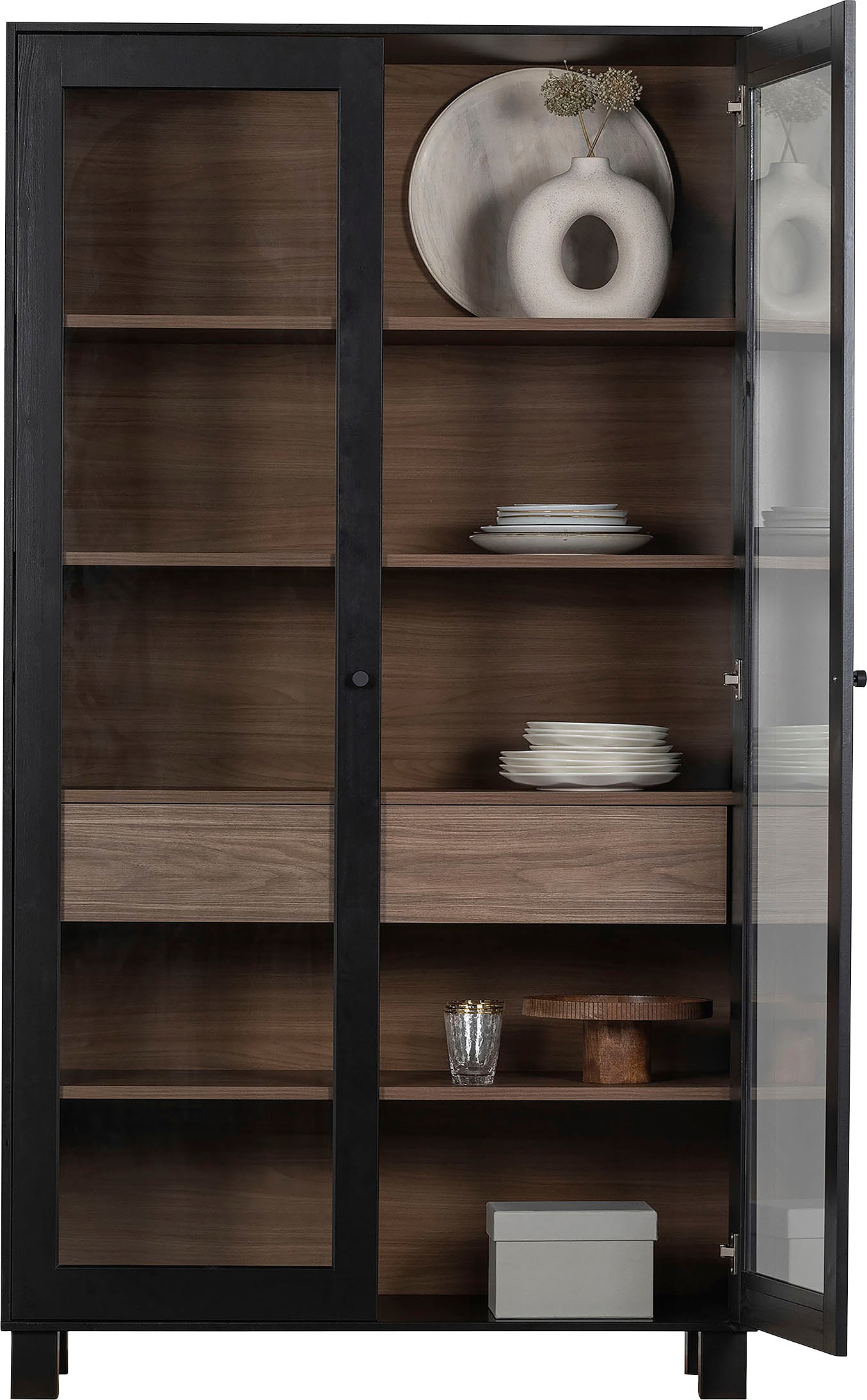 WOOOD Vitrine »Goos«, aus Kiefernholz, zwei Türen, Breite 110 cm