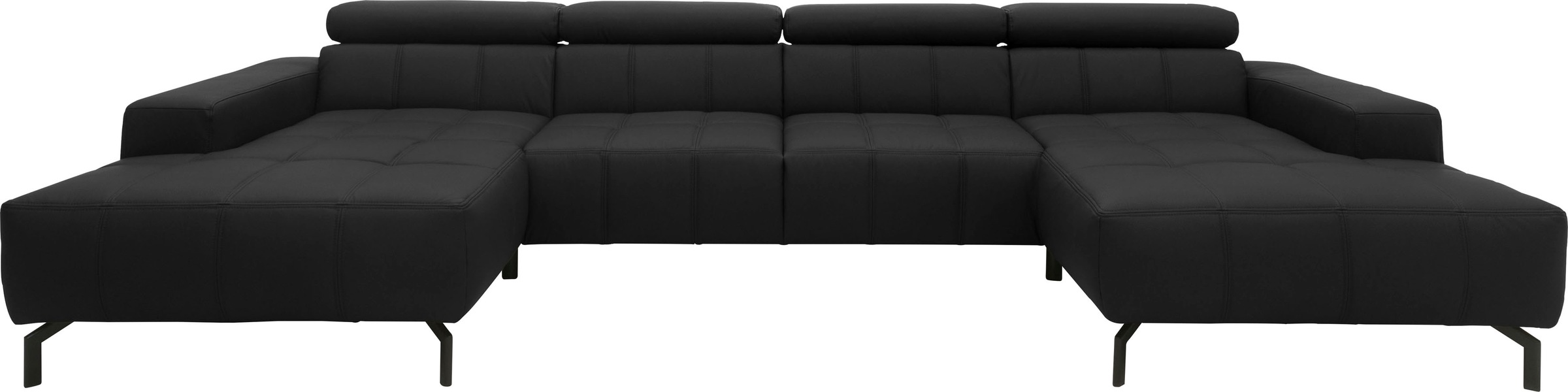 DOMO collection Wohnlandschaft »Cunelli tolle Sitznähte als Designelement, fester Sitzkomfort, U-Form«, wahlweise mit Kopfteilverstellung, bodenfrei