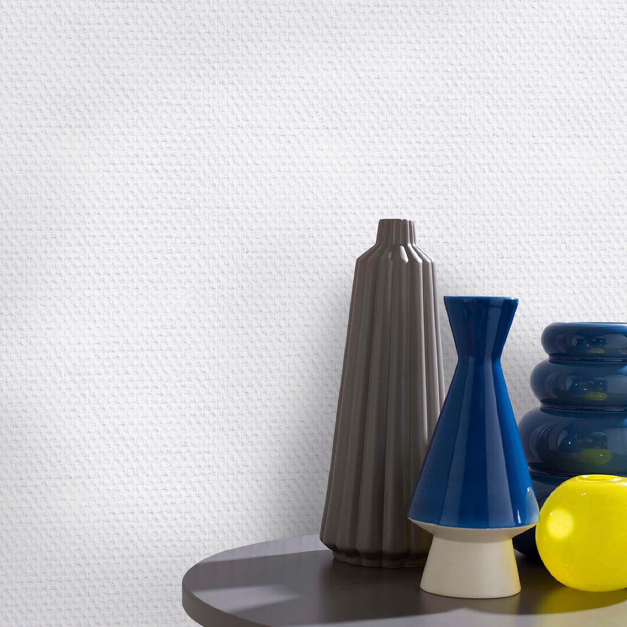 Isoliertapete »Fresco Vorgestrichen Glasfaservliestapete Rauten Weiss 50mx1 günstig online kaufen