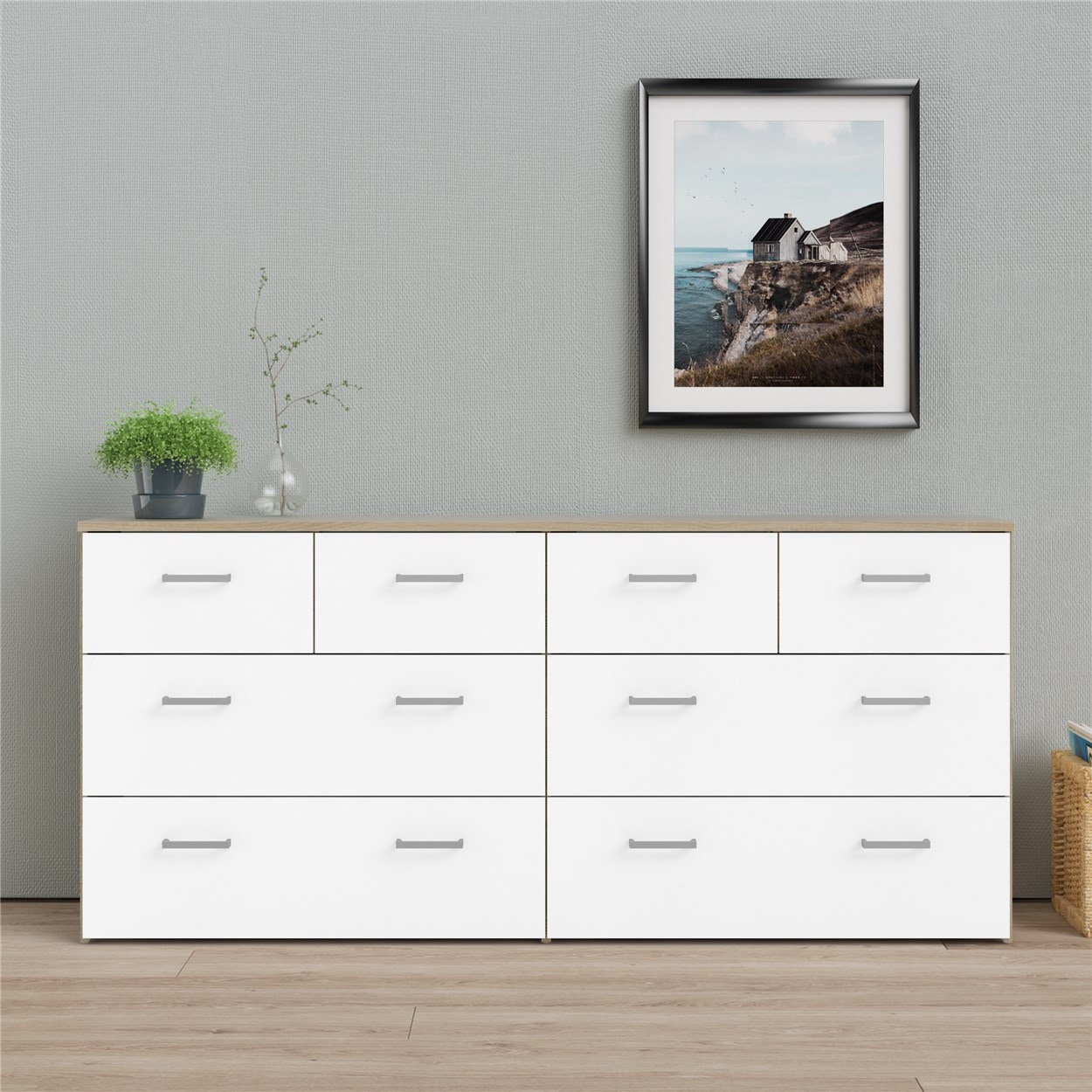 INOSIGN Kommode »Space Aufbewahrung, Schubladenschrank, Stauraum«, 8 Schubladen, viel Stauruam, Breite 147 cm, Höhe 66,7 cm