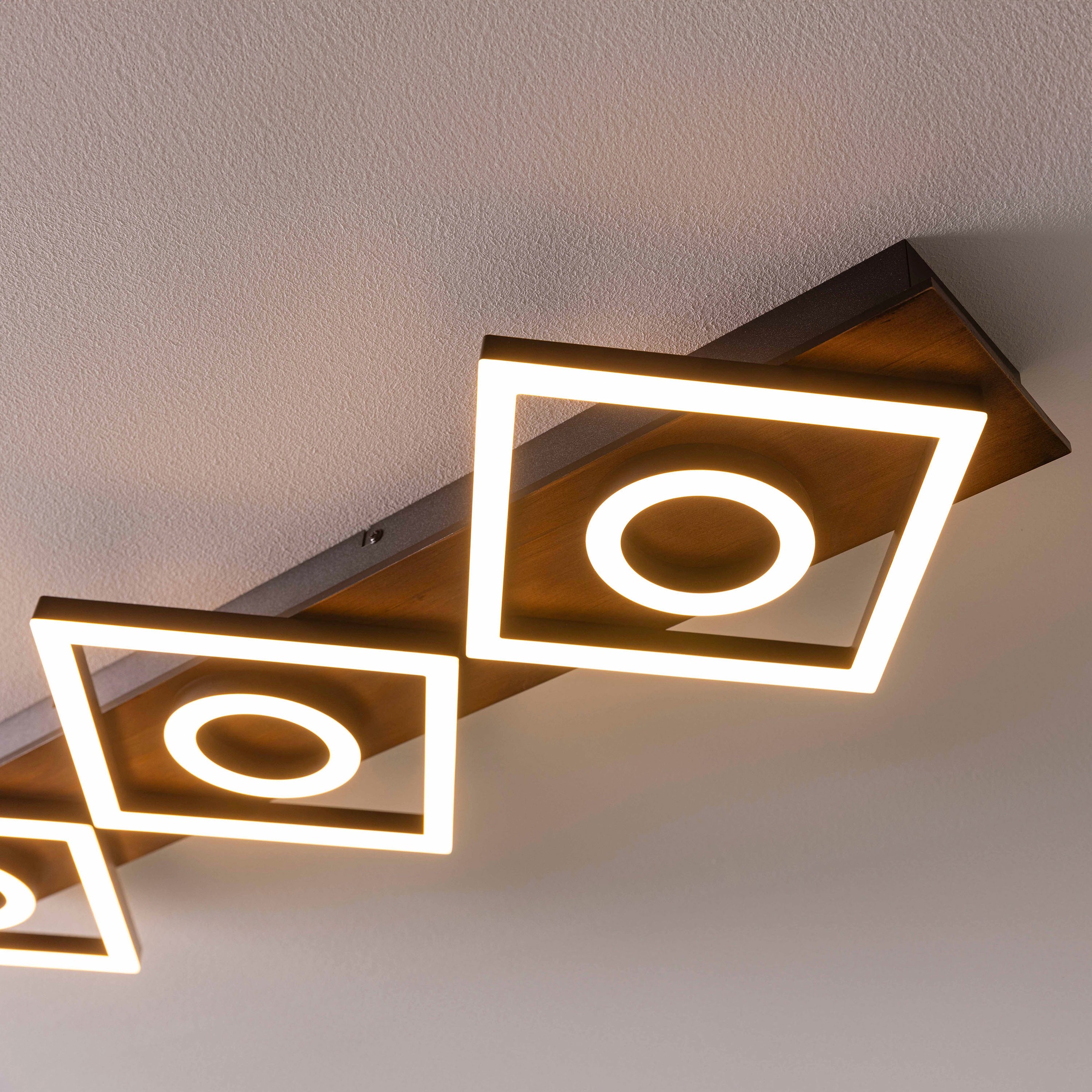 Brilliant LED Deckenleuchte »Maureen«, 88 x 28 cm, 3900 lm, 3-Stufen-dimmbar, 3000 K, Metall/Holz