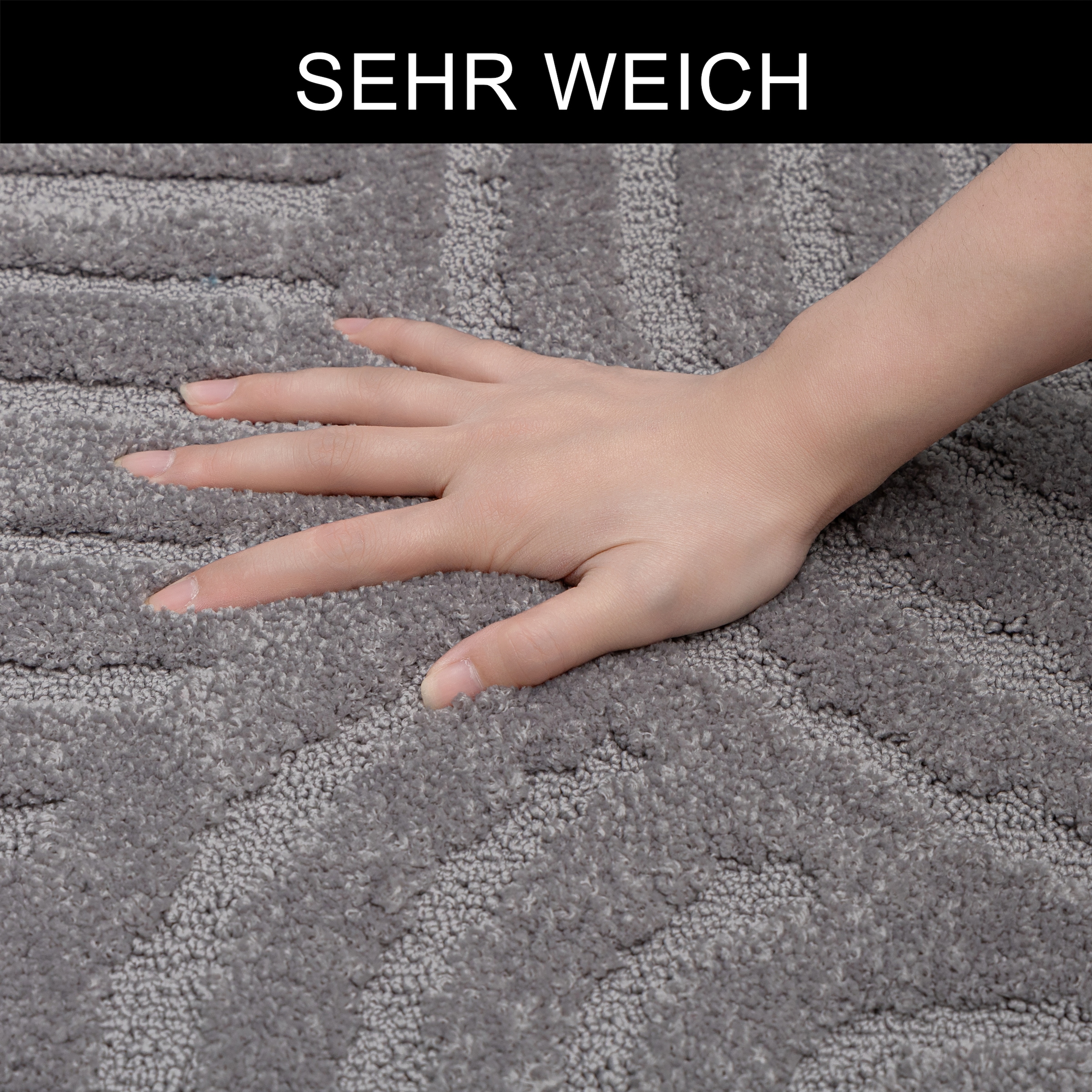 OTTO home Badematte »Zen, Badvorleger, Badezimmer Teppich, Duschvorleger« Höhe 10 mm rutschhemmend beschichtet fußbodenheizungsgeeignet | schnell trocknend Uni Farben, Hoch-Tief-Effekt, modernes Muster, Zen