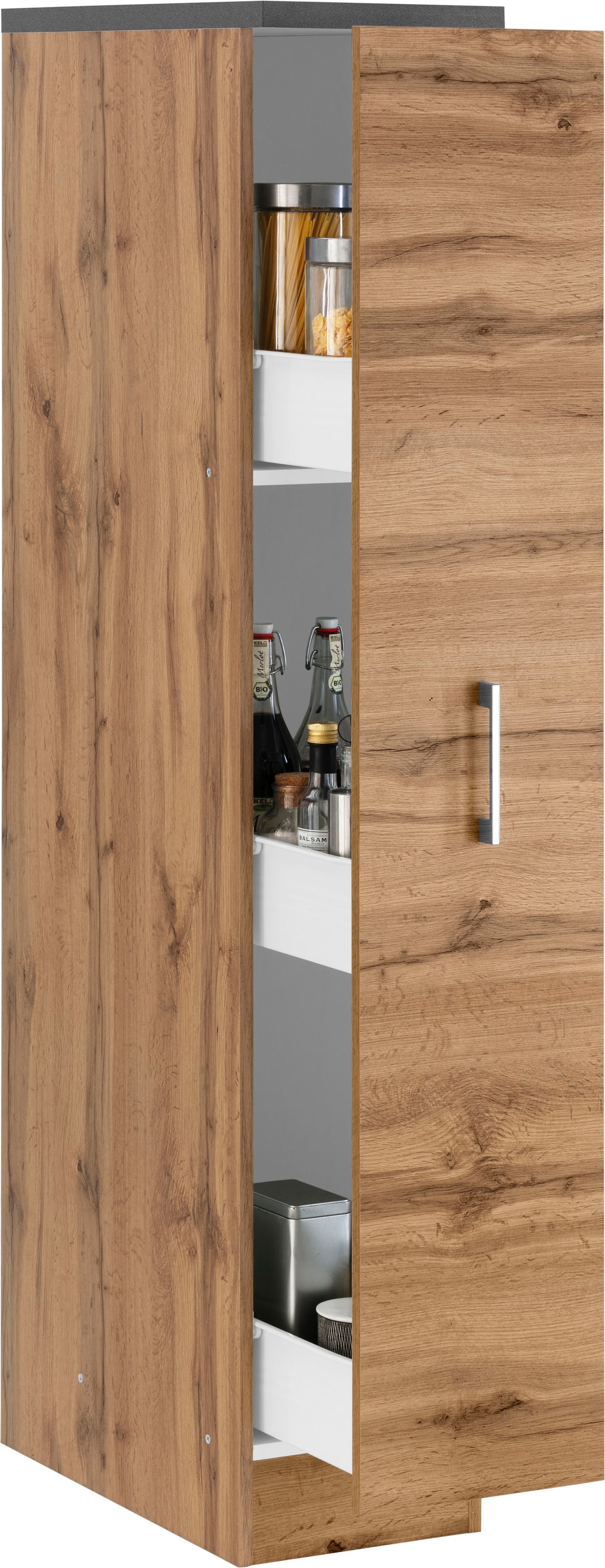 KOCHSTATION Apothekerschrank »KS-Colmar«, 30 cm breit, 165 cm hoch, mit 3 Ablagen, mit Metallgriff