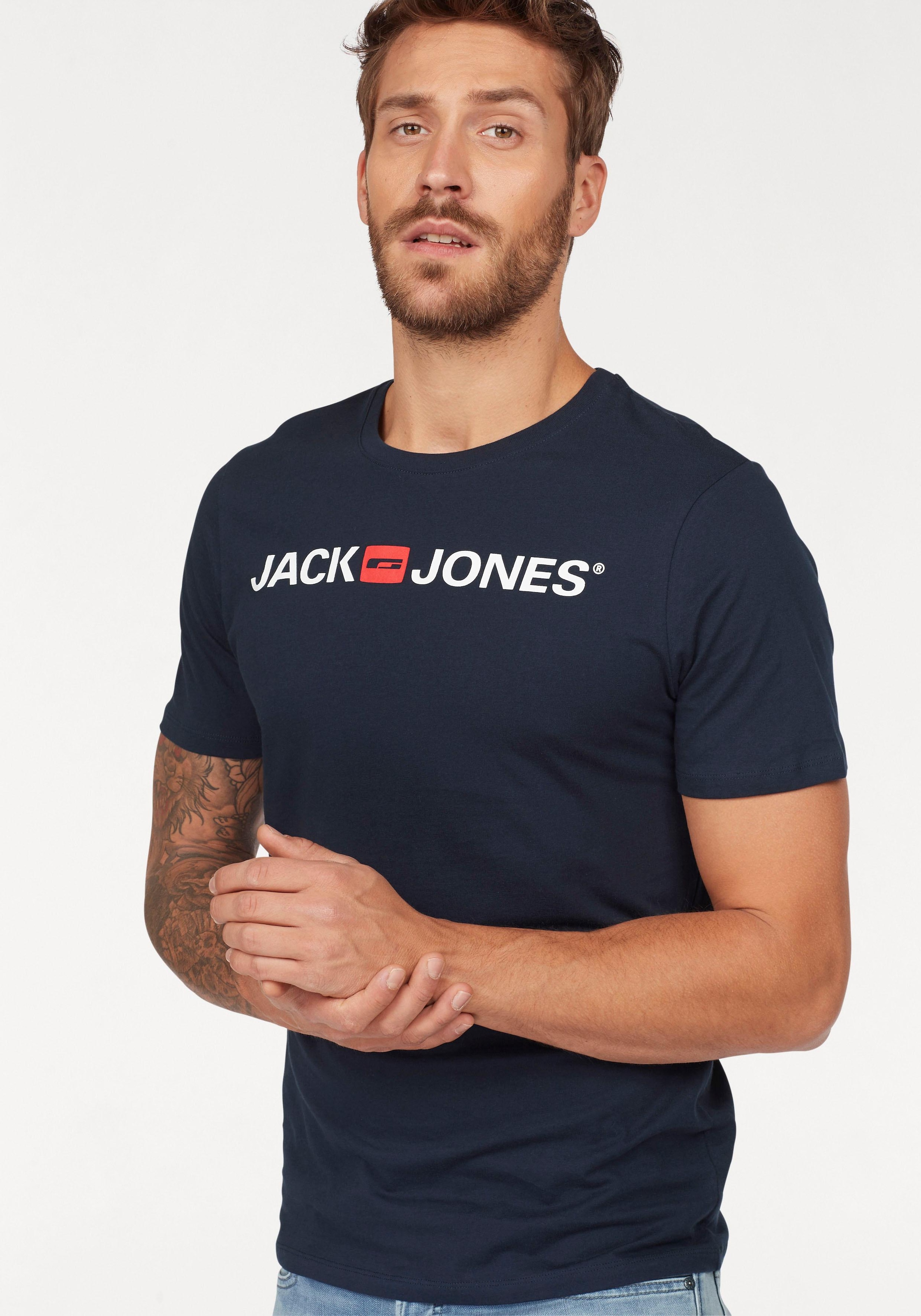 Jack & Jones T-Shirt »JJECORP   mit Print, vielseitig kombinierbar für den Alltag« Logodruck, modisch, regular fit, Baumwolle, Rundhals