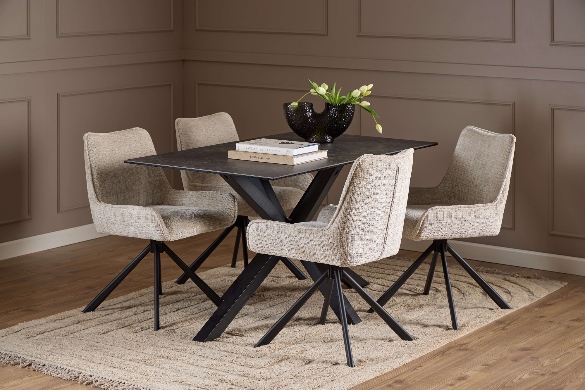 ACTONA GROUP Esszimmerstuhl »Eddie«, (Set), Esszimmerstuhl, Juto beige, 4 S günstig online kaufen