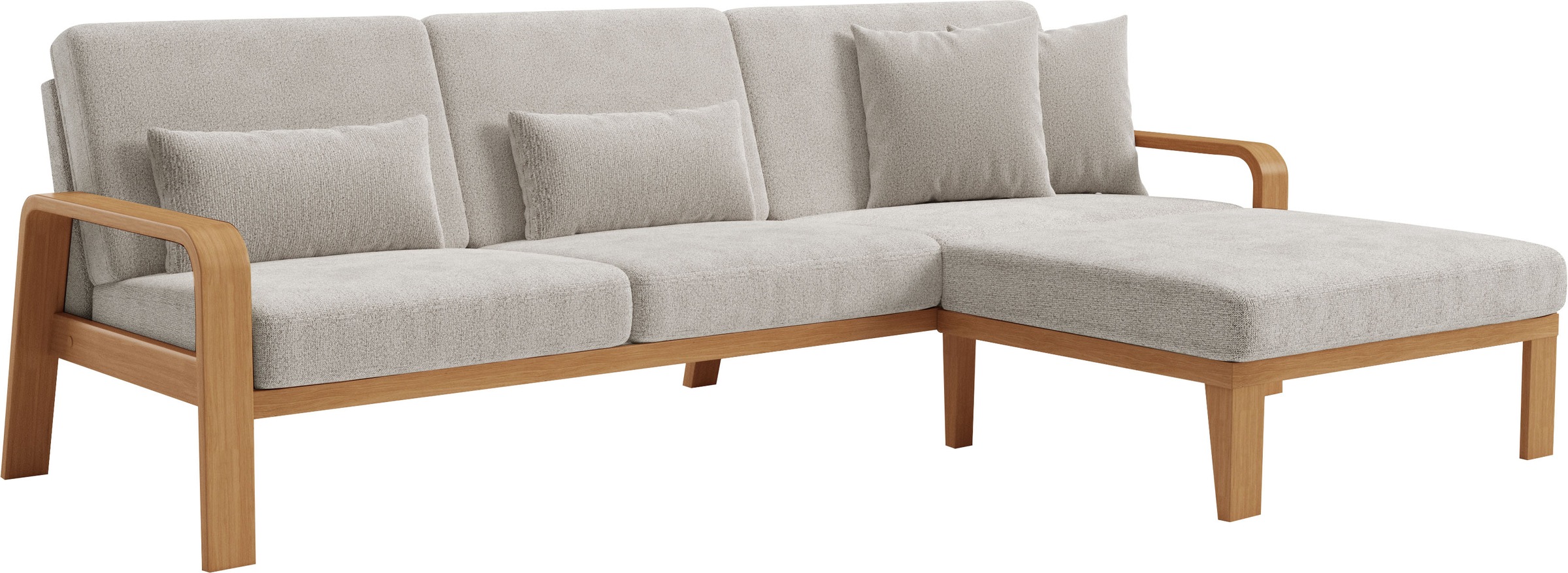sit&more Ecksofa »Kolding L-Form«, Armlehnen aus eichefarbigem Buchenholz, verschiedene Bezüge und Farben