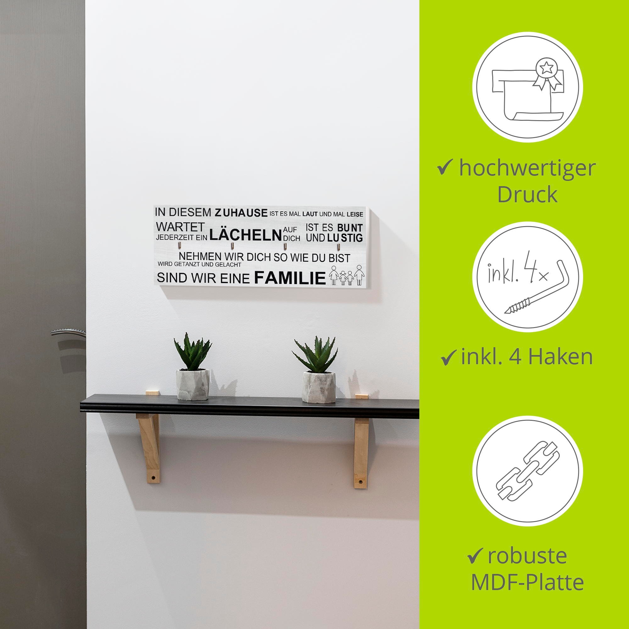 Artland Hakenleiste »In diesem Zuhause_weiß«, MDF