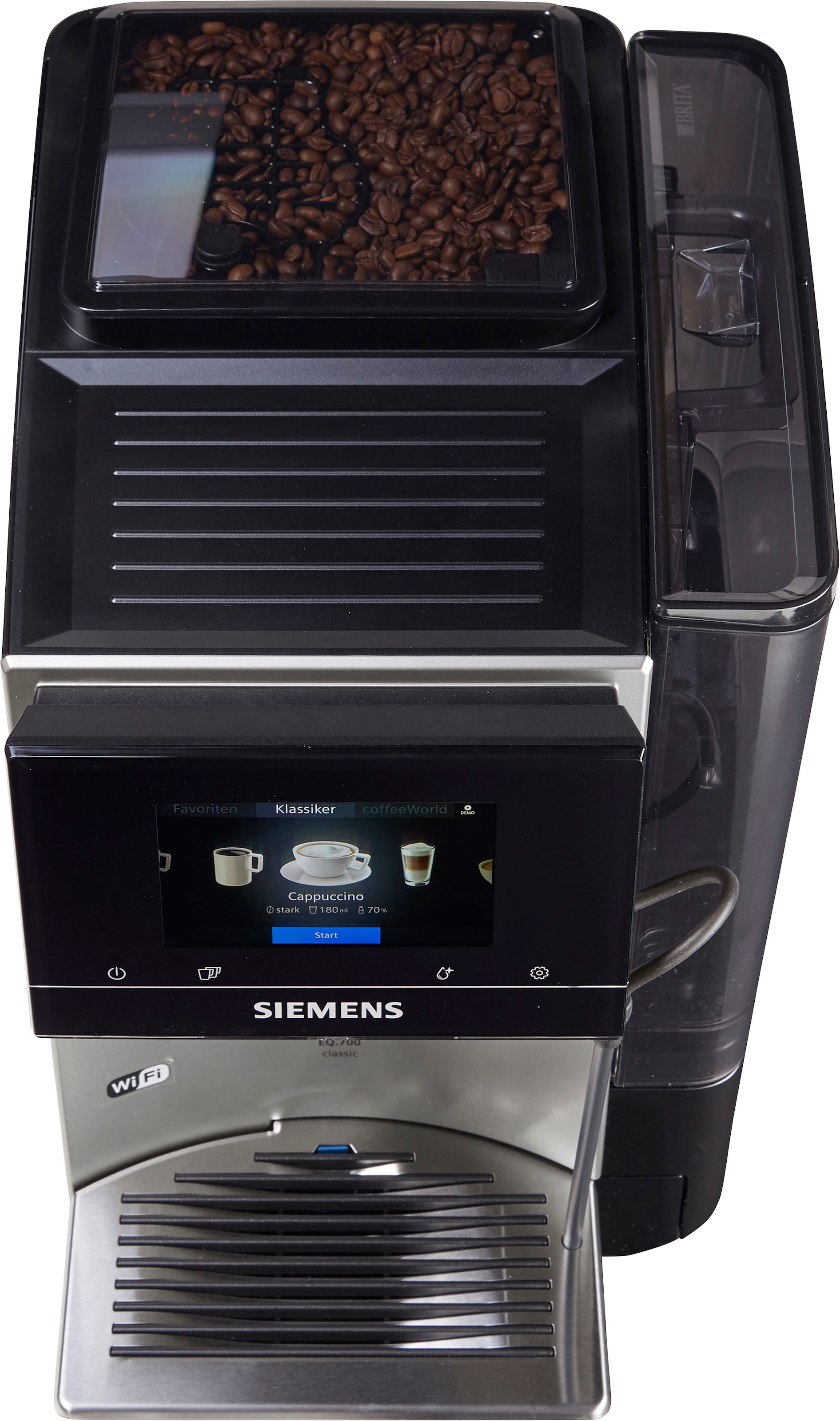 Kaffeevollautomat bestellen -Display, »EQ.700 Inox speicherbar, SIEMENS silber metallic Full-Touch bis online Milchsystem-Reinigung Profile TP705D47«, 10