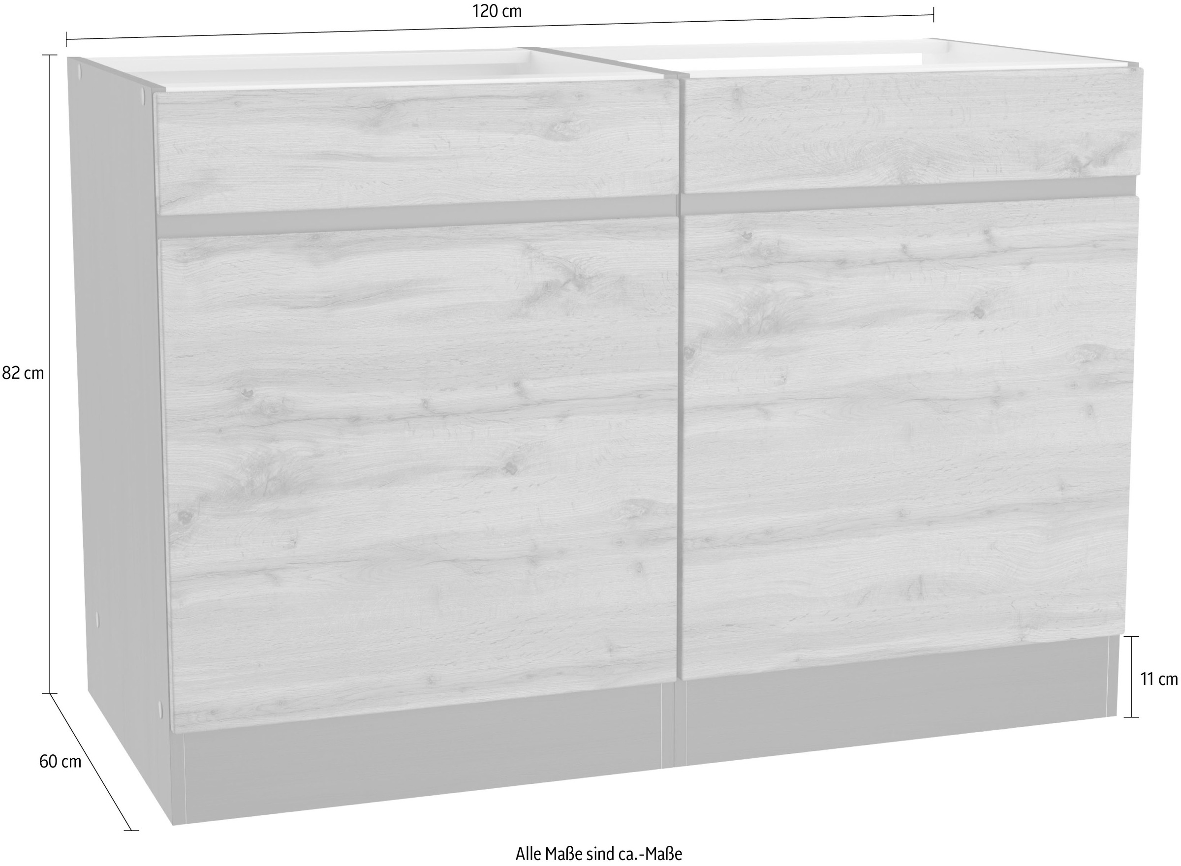 KOCHSTATION Spülenschrank »KS-Riesa«, Breite 120 cm, MDF-Fronten