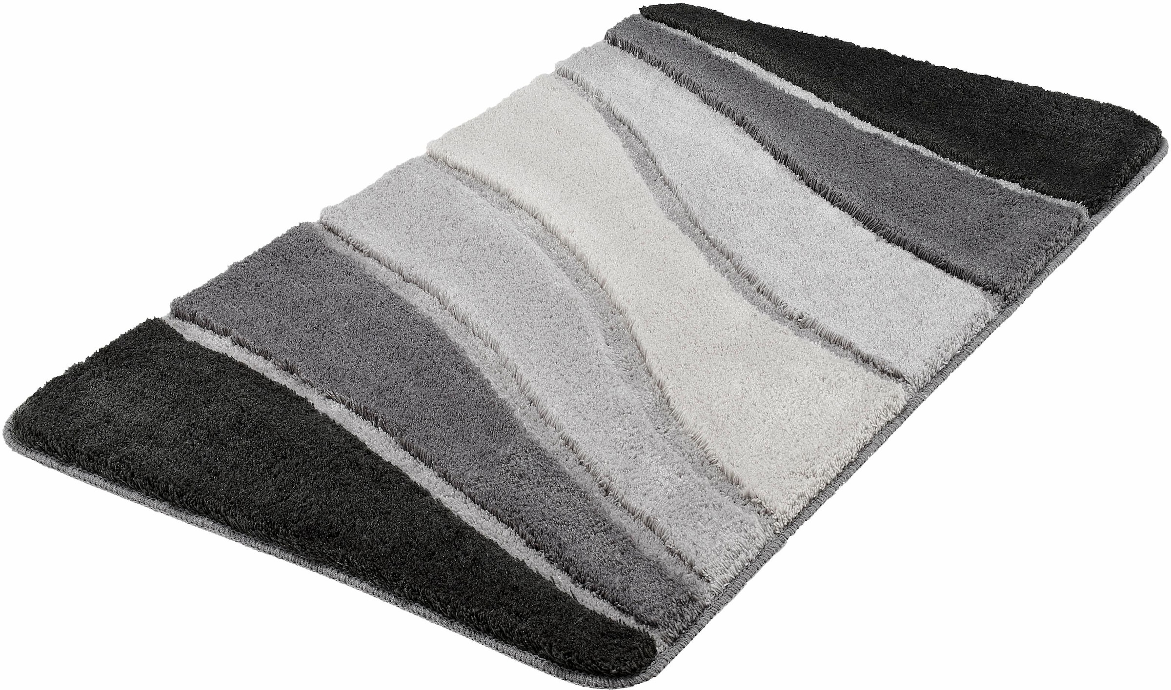 Meusch Badematte »Ocean« Höhe 23 Mm Rutschhemmend Beschichtet Fußbodenheizungsgeeignet Badteppich, Wellen Design, Mit Farbverlauf, Hoch-Tief