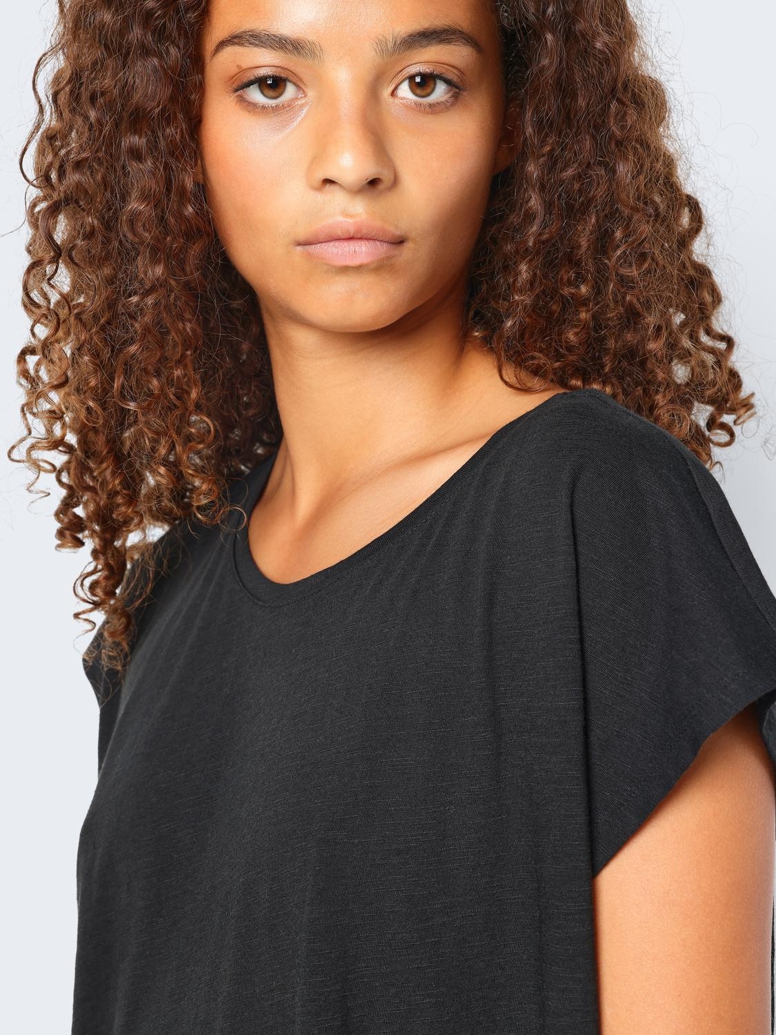 Noisy may Kurzarmshirt »NMMATHILDE S/S LOOSE LONG TOP NOOS« Baumwollmischung, relaxed fit