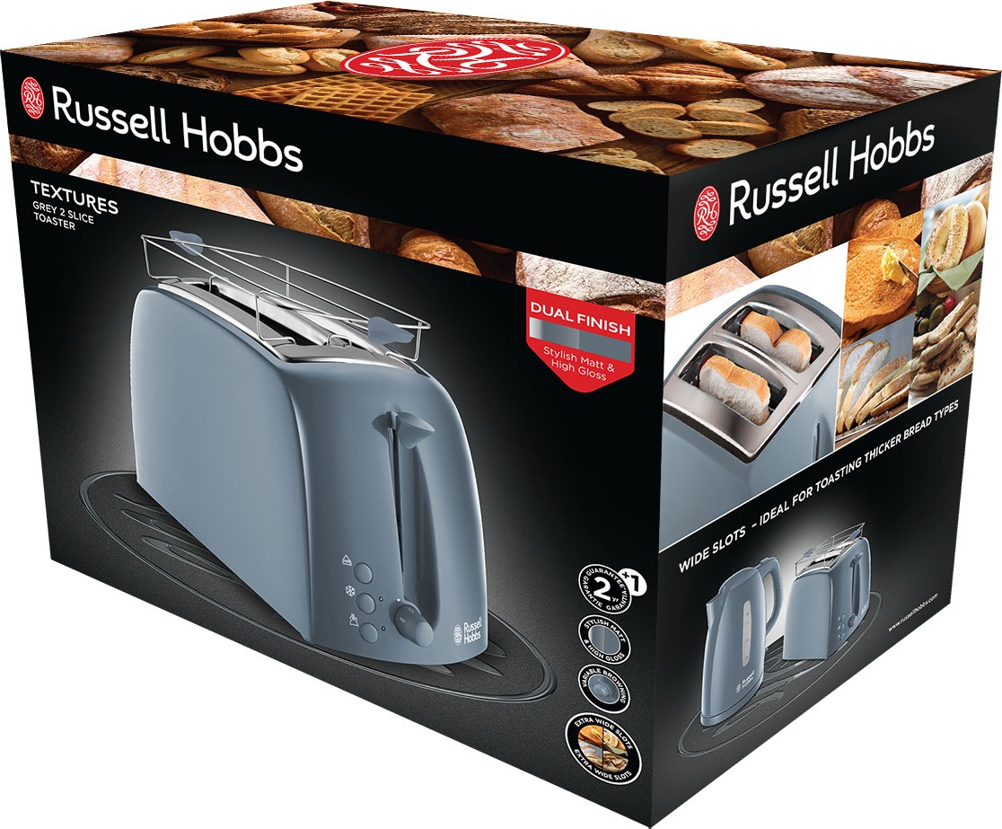RUSSELL HOBBS Toaster »Textures Grey 21644-56«, 2 kurze Schlitze, für 2 Scheiben, 850 W
