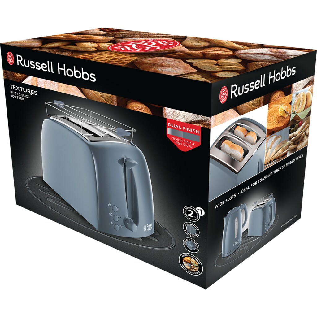RUSSELL HOBBS Toaster »Textures Grey 21644-56«, 2 kurze Schlitze, für 2 Scheiben, 850 W