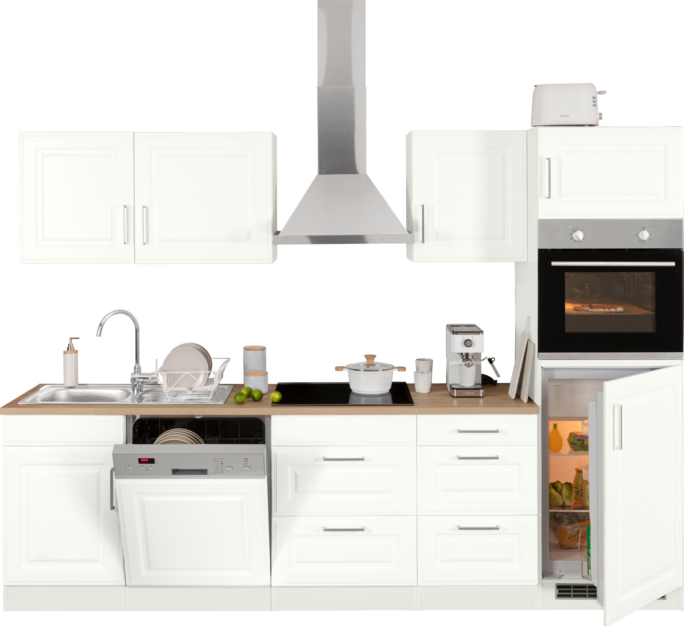 HELD MÖBEL Küchenzeile »Stockholm«, Breite 280 cm, mit hochwertigen MDF  Fronten im Landhaus-Stil online kaufen