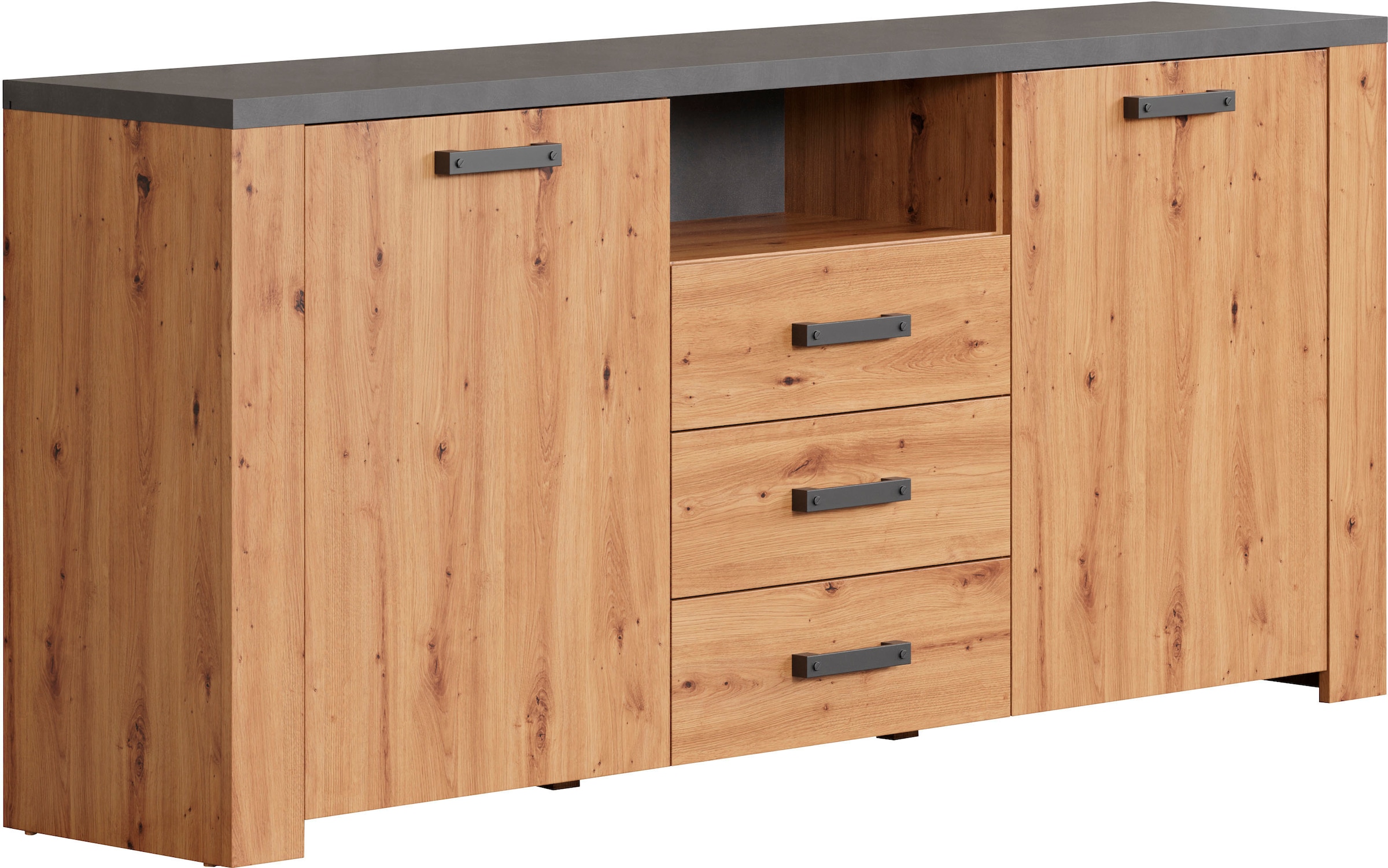 Home affaire Sideboard »Ambres«, (1 St.), Kommode Echtholzoptik, Maße BxH: 180x83 cm, Eiche