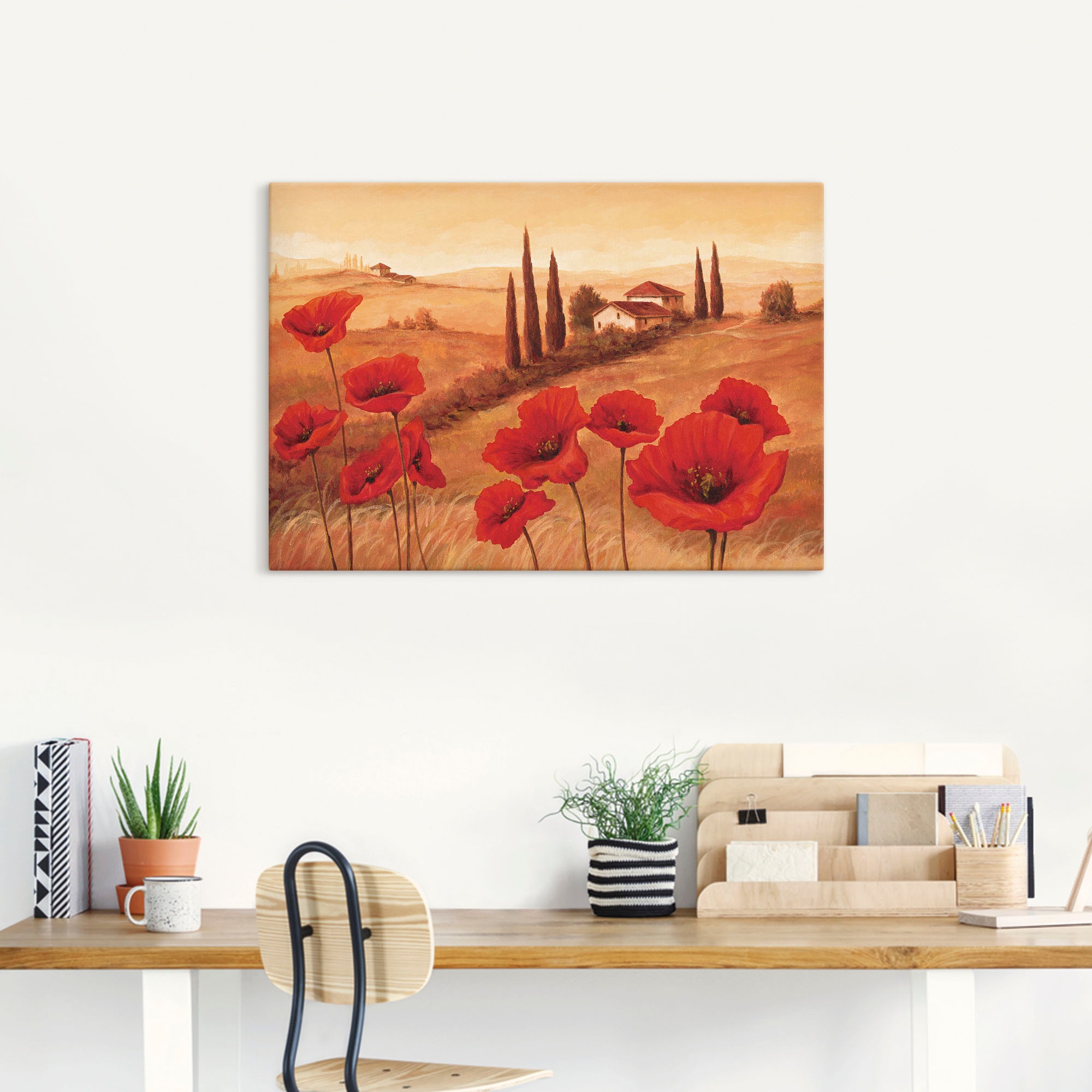 Artland Wandbild »Mohnblumen in der Toskana« Europa 1 Stk. tlg. als Leinwan günstig online kaufen