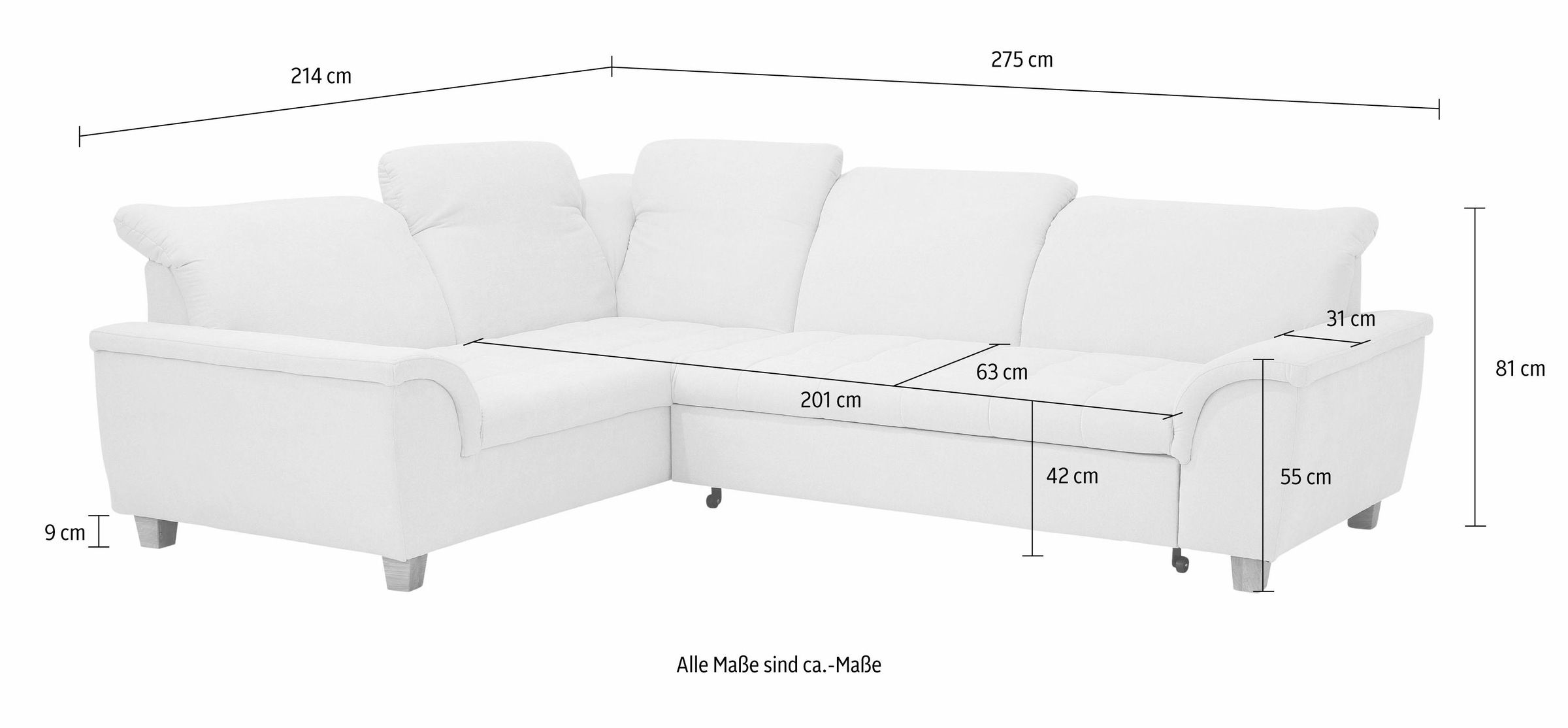 Home affaire Ecksofa »Lyla fester Sitzkomfort, bequeme Armlehnen, Breite 27 günstig online kaufen