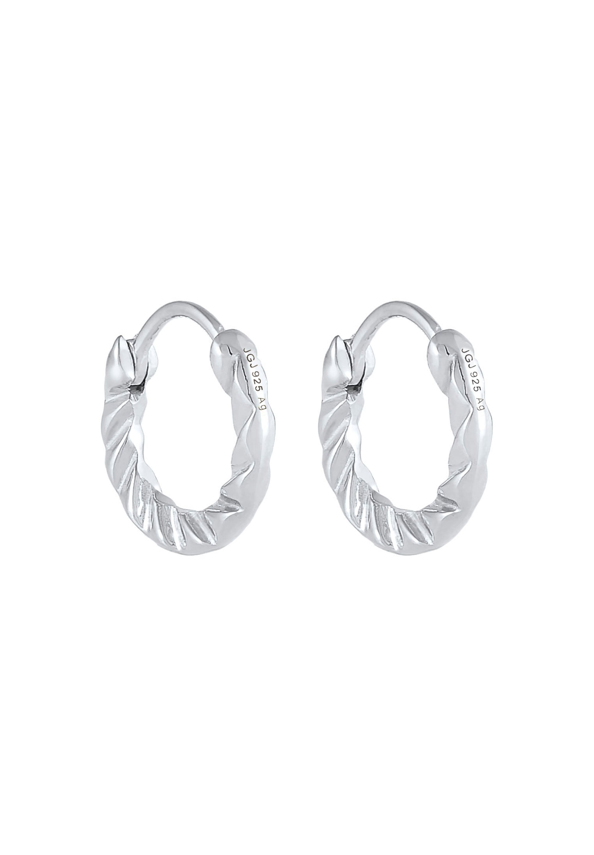 Elli Paar Creolen »Mini Creolen Strukturiert Basic 925 Silber«