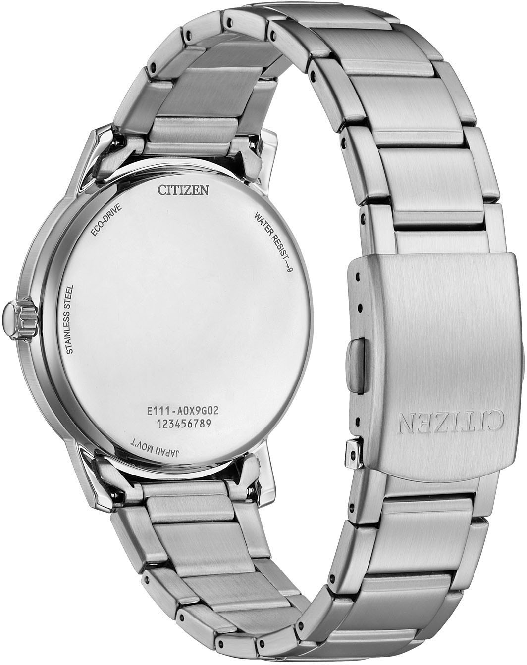 Citizen Solaruhr, Armbanduhr, Herrenuhr, Edelstahlarmband, analog, Tag, Kristallglas