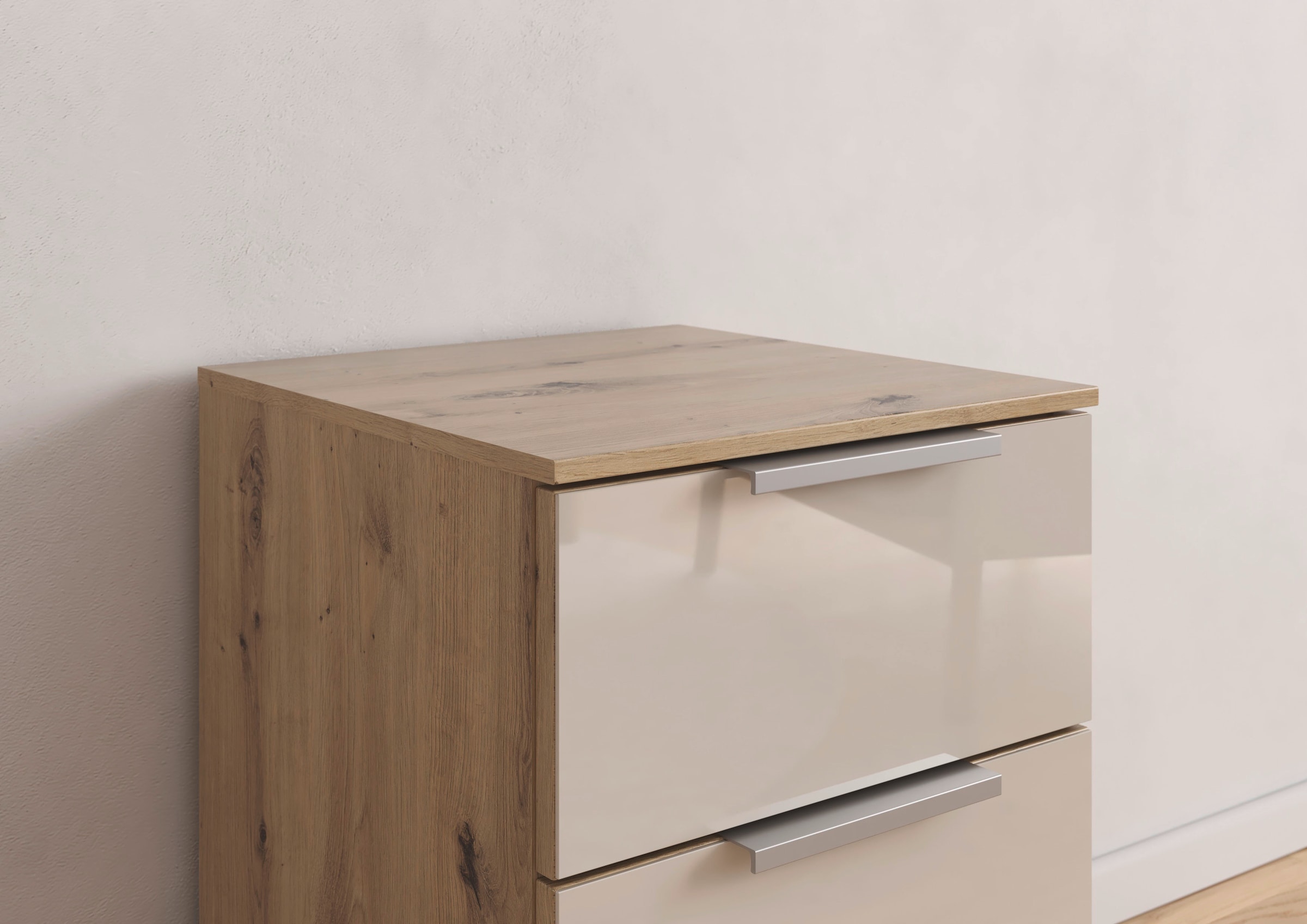 rauch Nachtkommode »Nachttisch Nachtkonsole Nachtschrank KOLUNA mit Glasfront« Breite 40 cm,  mit 3 geräumigen Schubladen für viel Stauraum MADE IN GERMANY