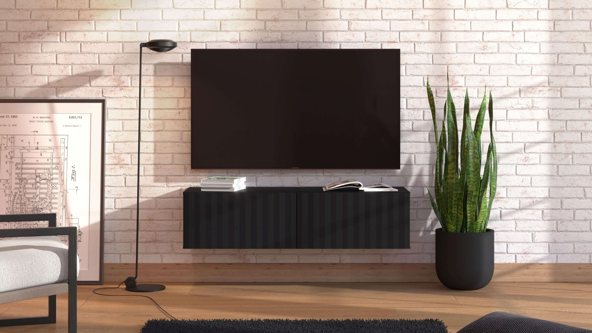 INOSIGN Lowboard »Antibes TV-Lowboard, Breite 192/154/128 cm, TV-Schrank«, TV-Kommode, Front in 3D-Optik, Push-To-Open-Funktion