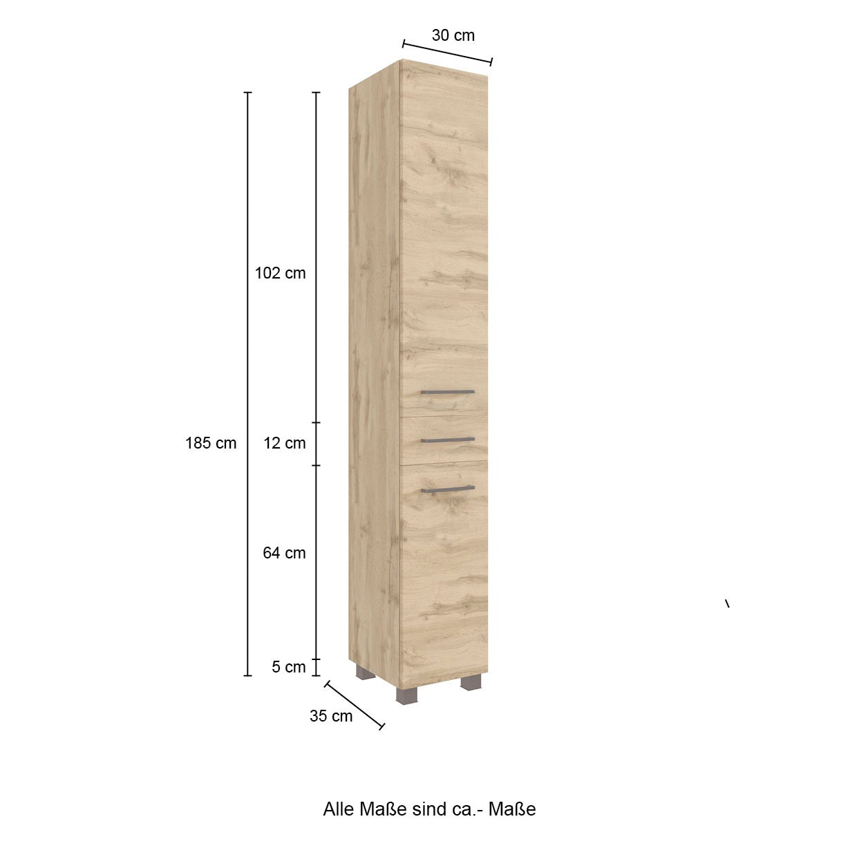 welltime Seitenschrank »Chicago«, Badmöbel, Schrank, Breite 30 cm, mit Softclose