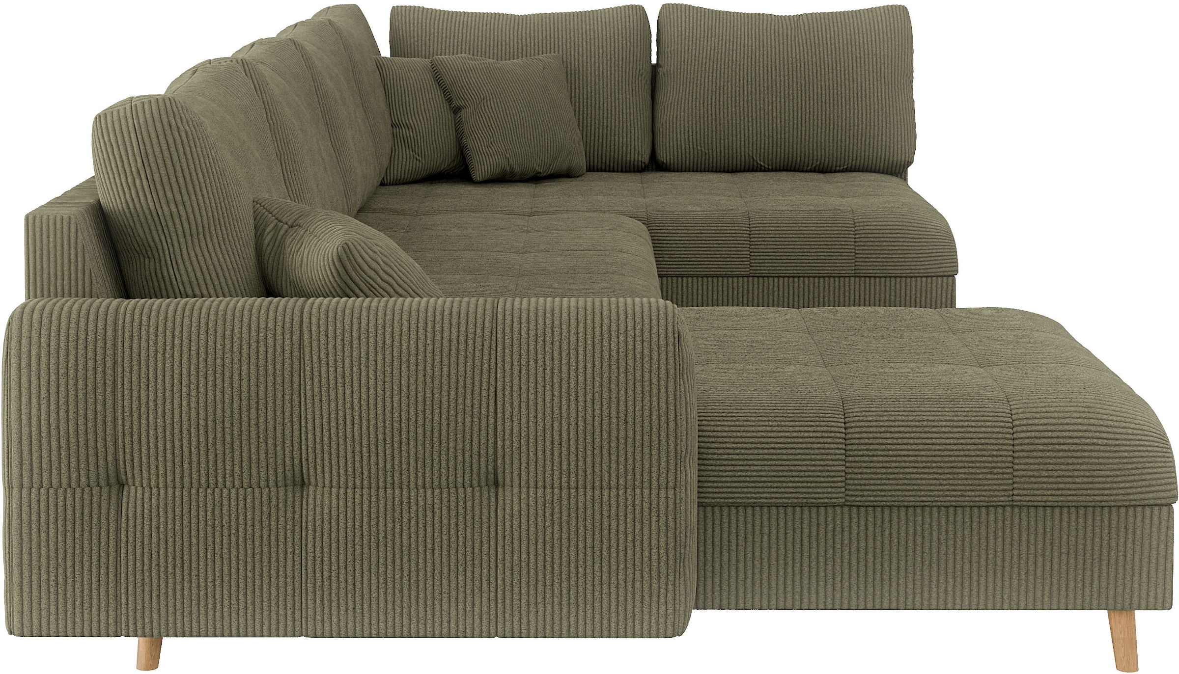 Home affaire Wohnlandschaft »CHARRE U-Form mit Ottomane, Maße B/T/H: 310/161/81 cm«, feine Steppung, lose Rücken- und Zierkissen, auch in Cord und Bouclé