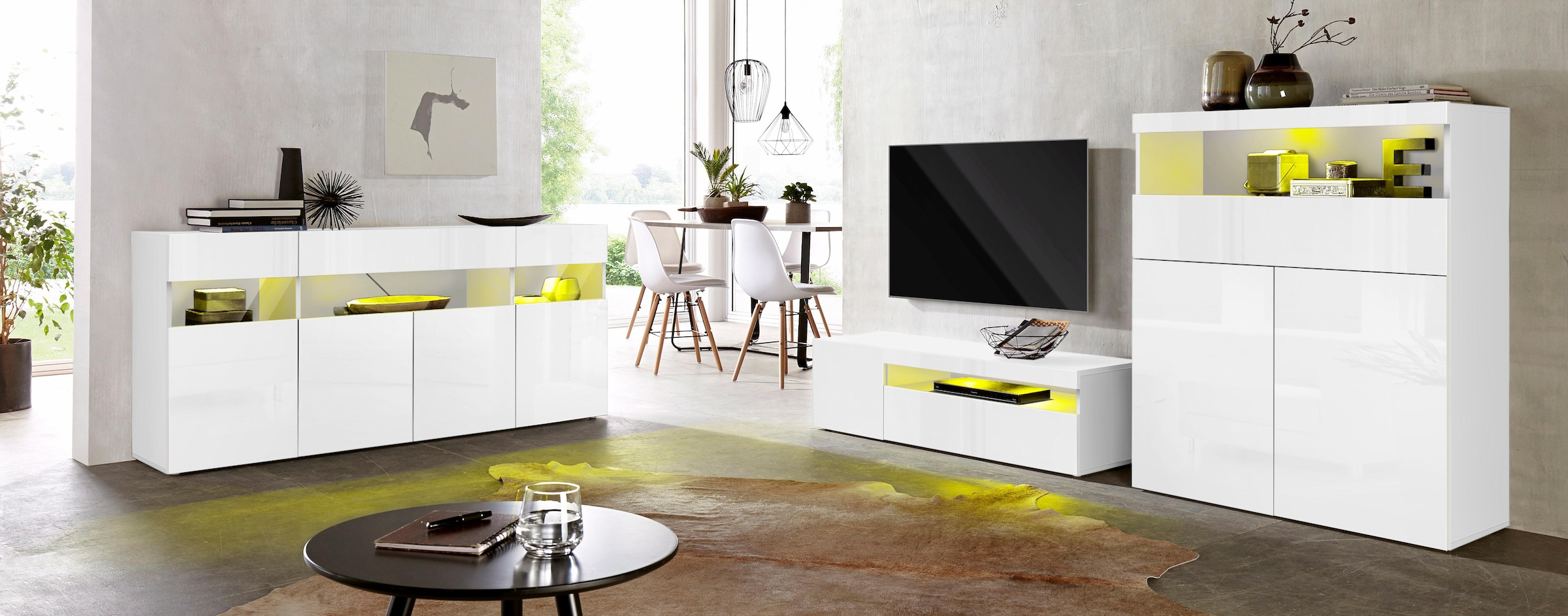 INOSIGN Highboard »Schrank, Hochschrank, Hochkommode«, mit 2 Türen und 1 Schubkasten, Breite 100 cm, ohne Beleuchtung
