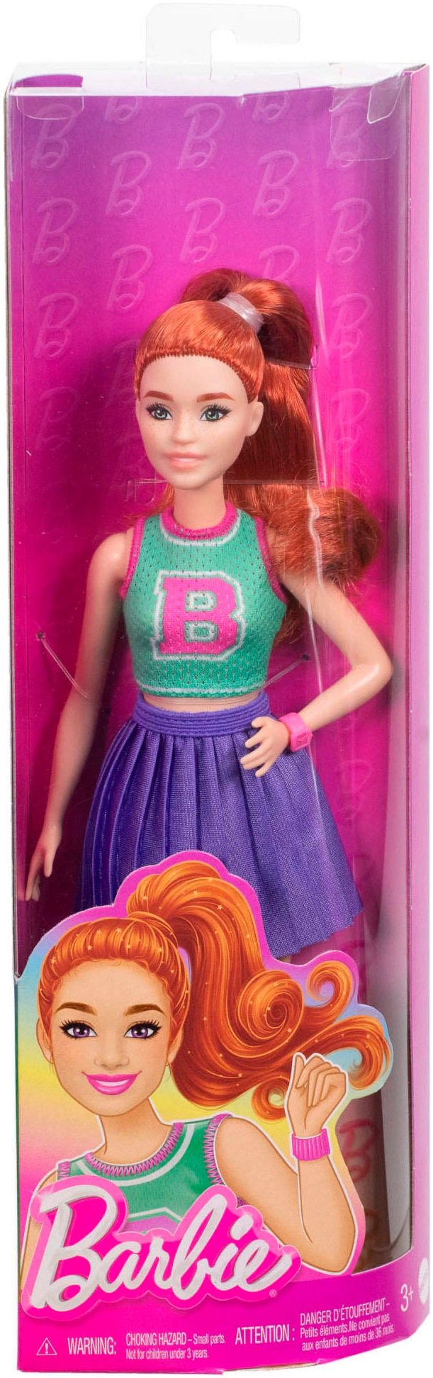 Barbie Anziehpuppe »Fashionistas, Nr. 232 mit Jersey-Oberteil, Faltenrock und rotem Haar«