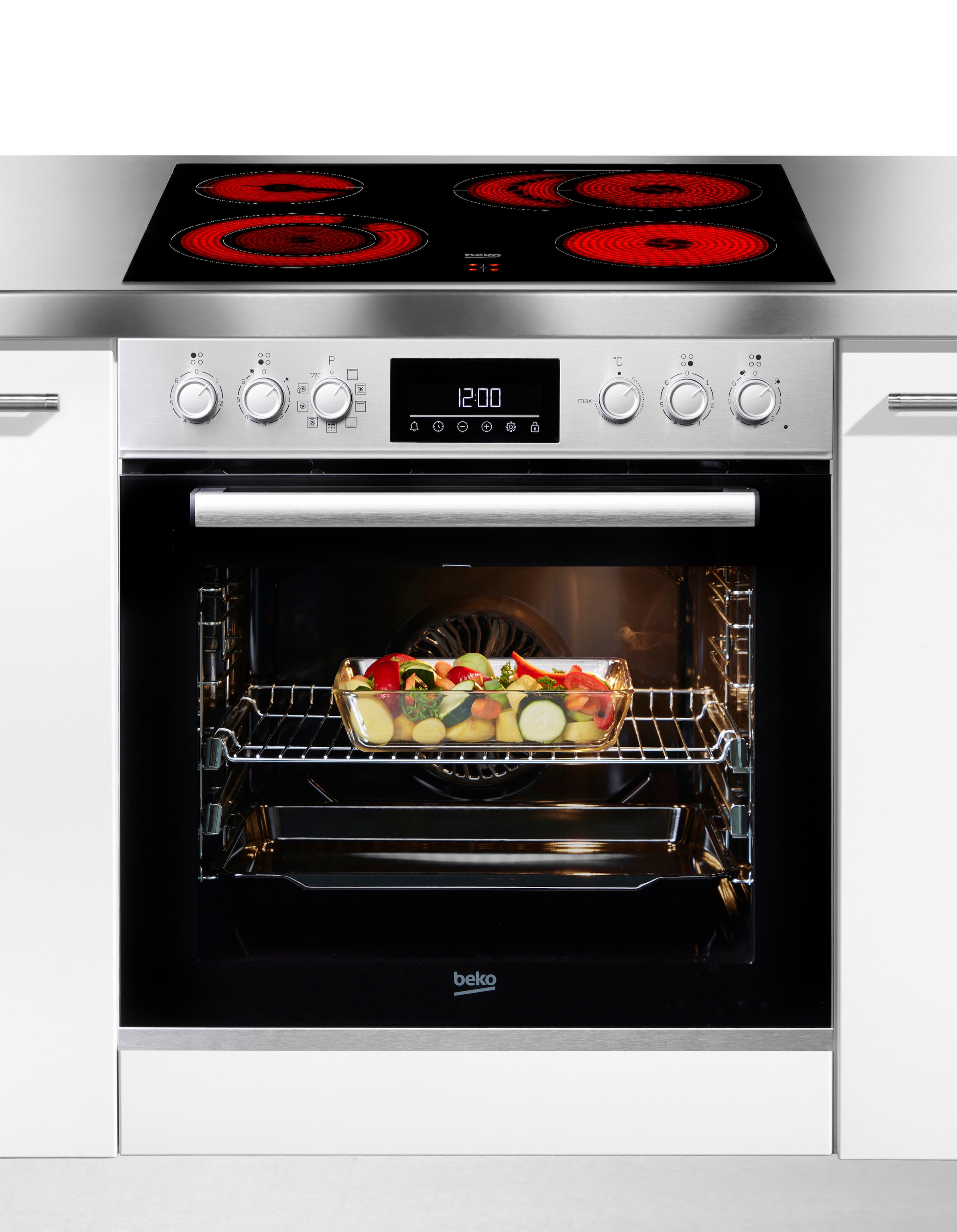 BEKO Elektro-Herd-Set »BBUM12320XMPE«, mit 2-fach-Teleskopauszug, Pyrolyse-Selbstreinigung