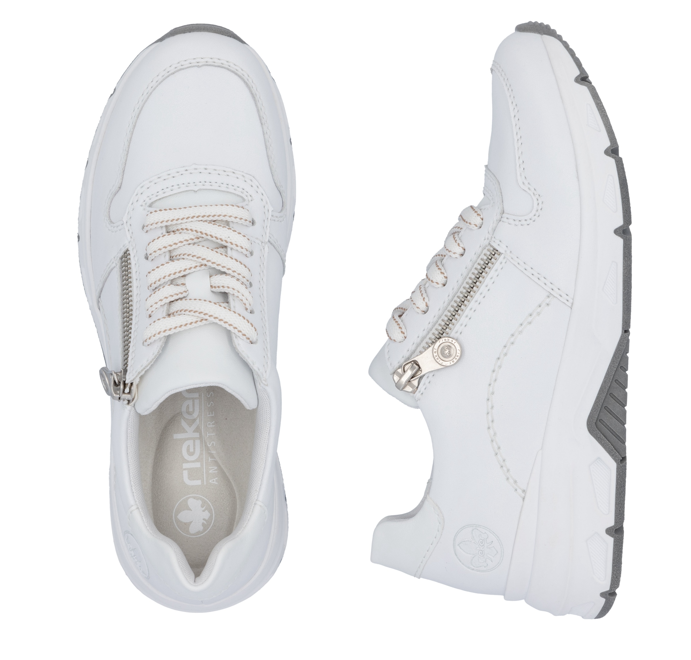 Rieker Sneaker  mit seitlichem Reißverschluss, Freizeitschuh, Halbschuh, Schnürschuh