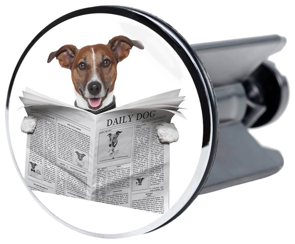 Sanilo Badaccessoire-Set »Newspaper«, (Komplett-Set, 3 tlg.), bestehend aus WC-Sitz, Badteppich und Waschbeckenstöpsel