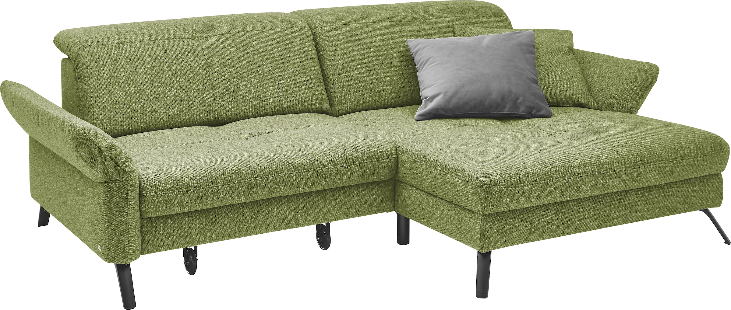 set one by Musterring Ecksofa »SO 4400 V« wahlweise mit motorischer Bettfunktion & Kopfverstellung, Fuß schwarz