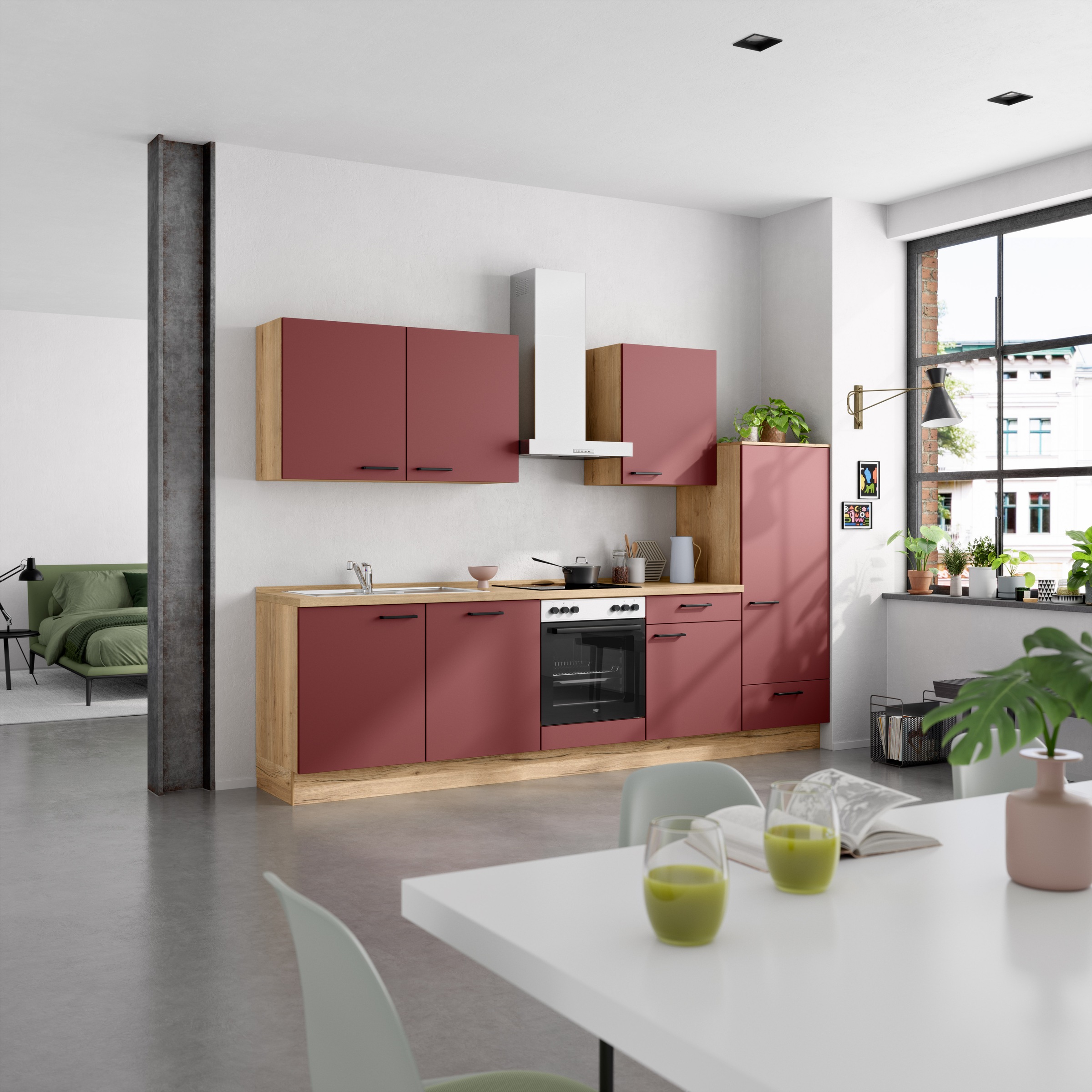 nobilia® Küchenzeile »"Easytouch I"«, vormontiert, Ausrichtung wählbar, Breite 300 cm, wahlw. mit E-Geräten