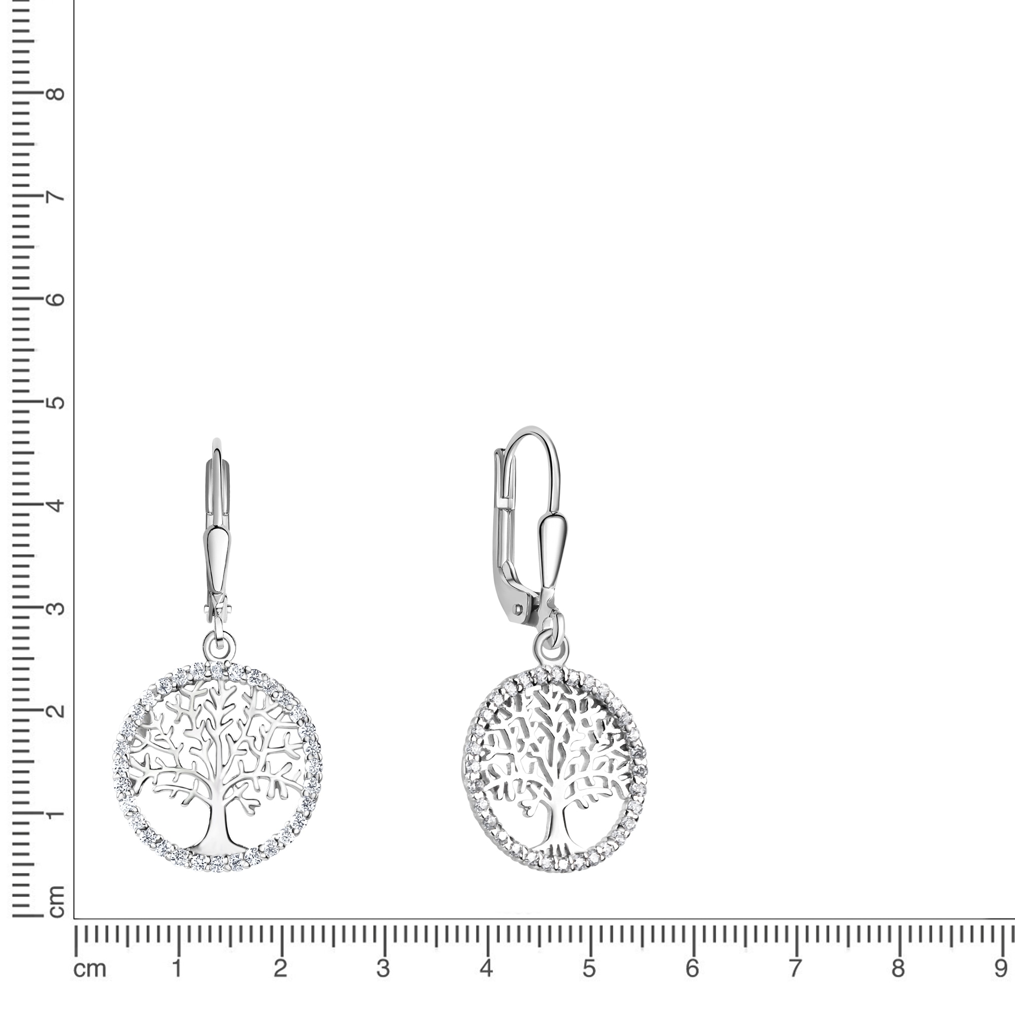 Vivance Paar Ohrhänger »925/- Sterling Silber rhodiniert Lebensbaum Zirkonia«