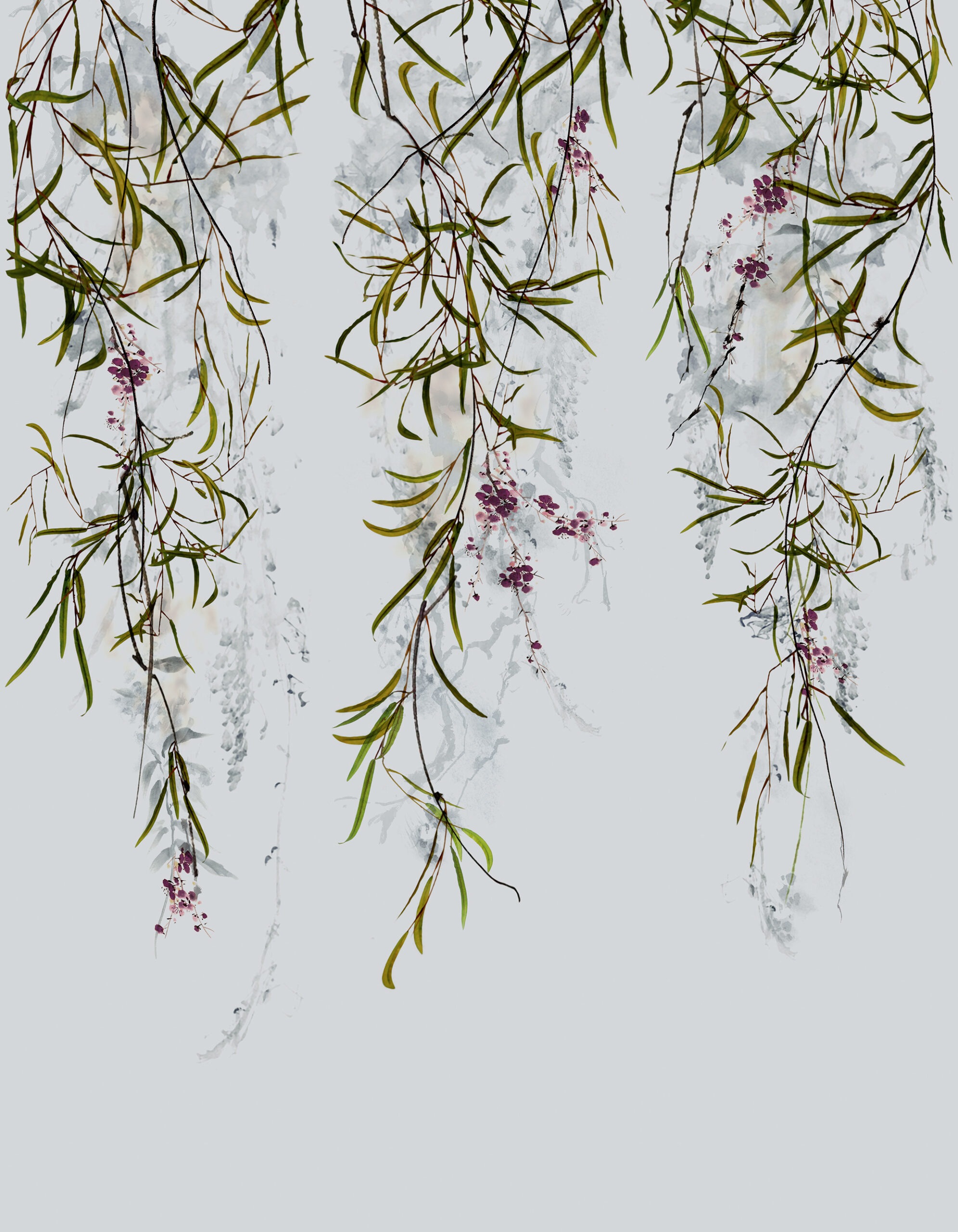 Marburg Vliestapete Blumen Crushed-Optik Modern 270 cm x 210 cm Grau günstig online kaufen