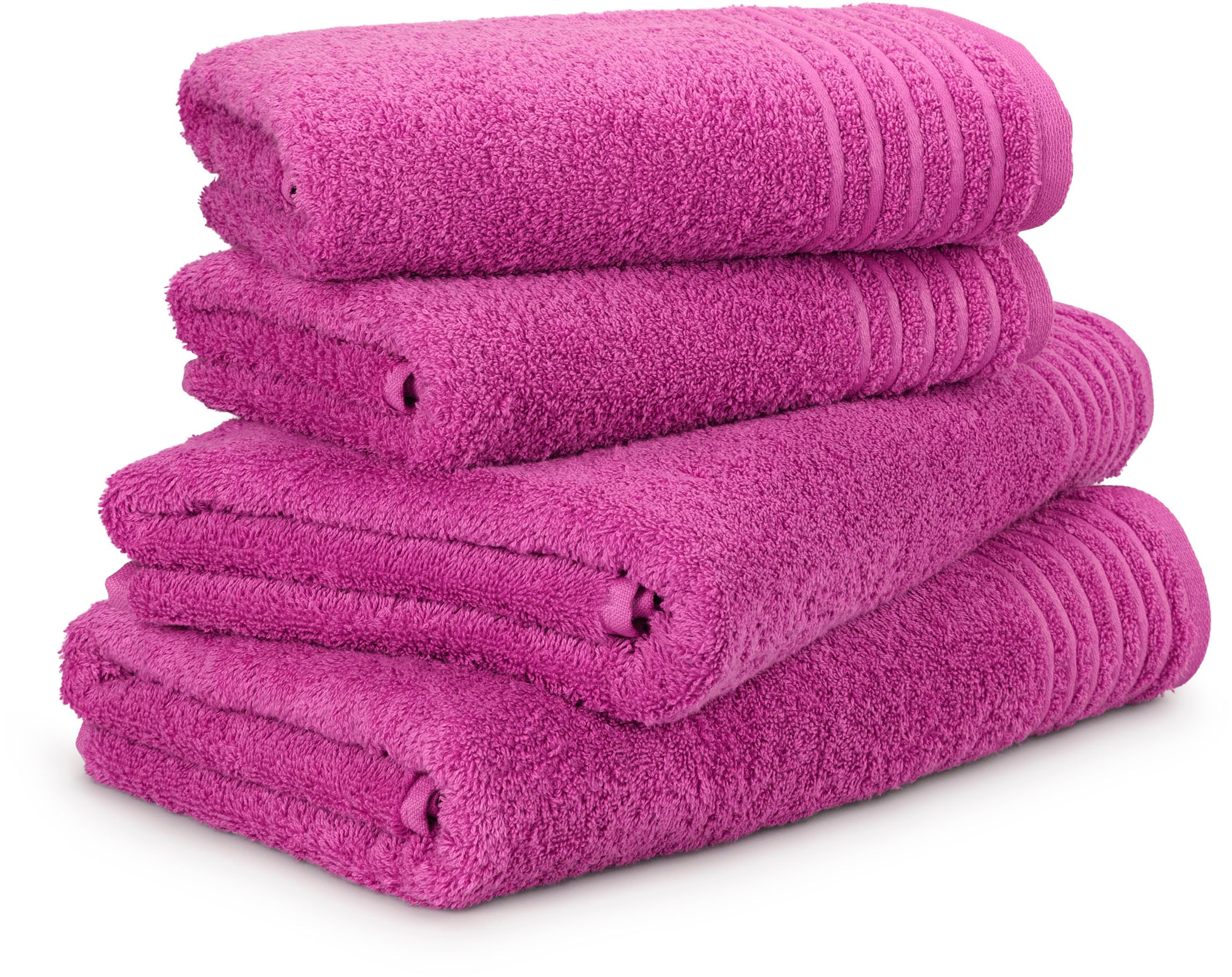 Handtuch Set »New Classic« 4 Walkfrottier 2x Hand- und 2x Duschtücher, 100% bester Baumwolle (480 g/m²) pink Walkfrottier, Obermaterial: 100% 