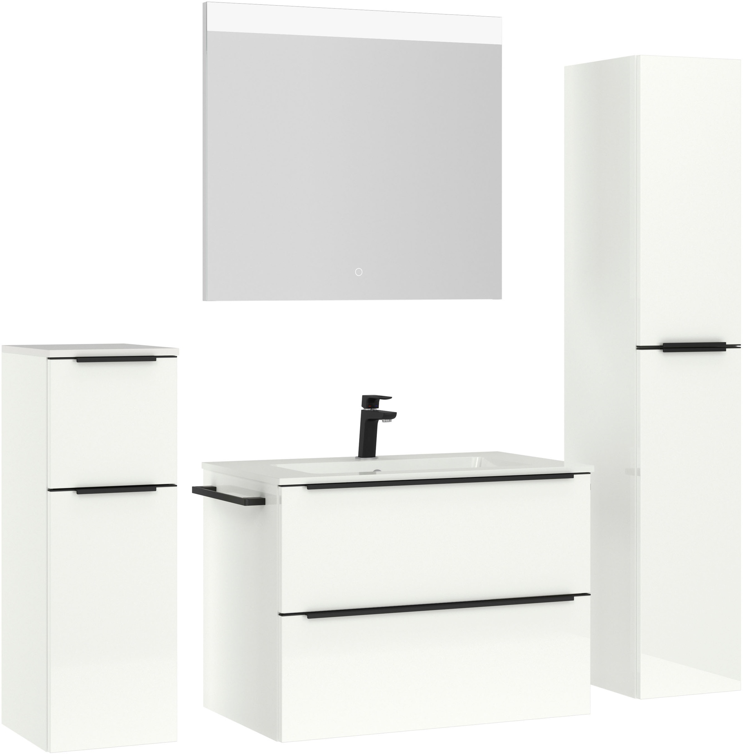 nobilia® Badmöbel-Set »Levere« vormontiert, mit Soft-Close, 4 Stk. tlg. günstig online kaufen