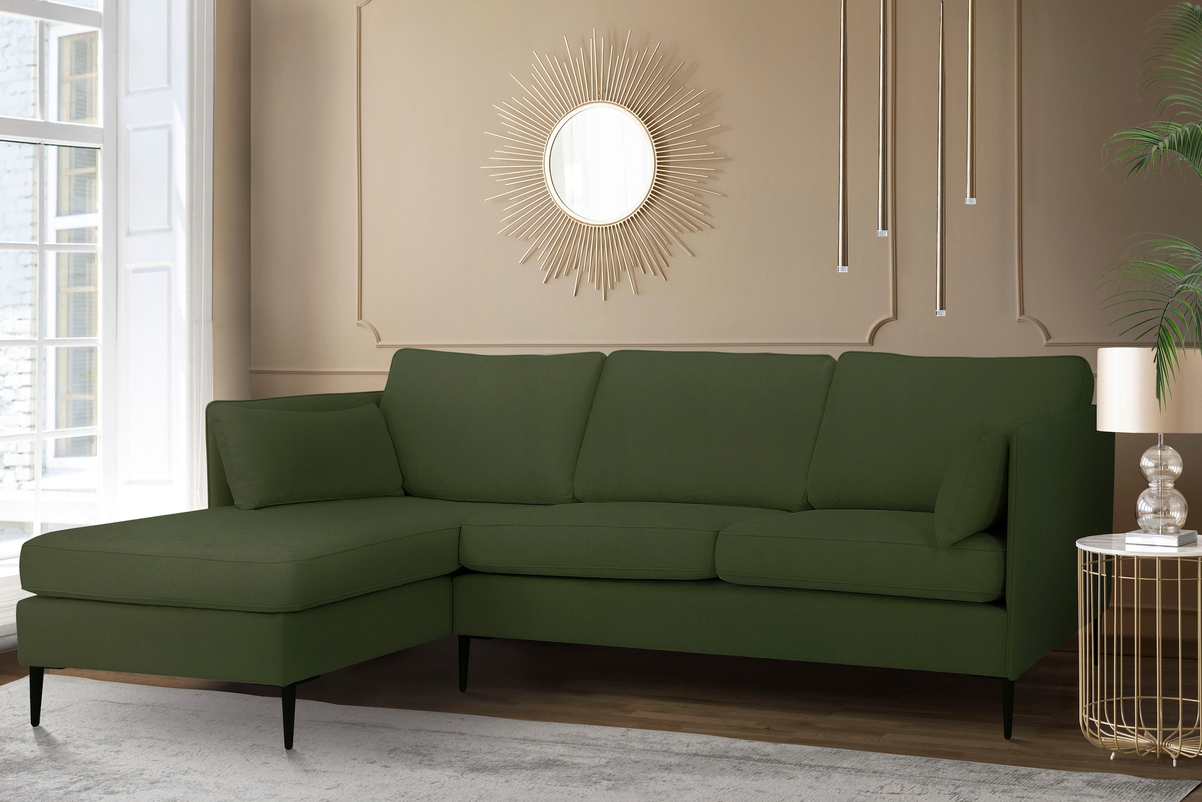 Leonique Ecksofa "Light L-Form", inklusive loser Zierkissen, mit schmalen A günstig online kaufen