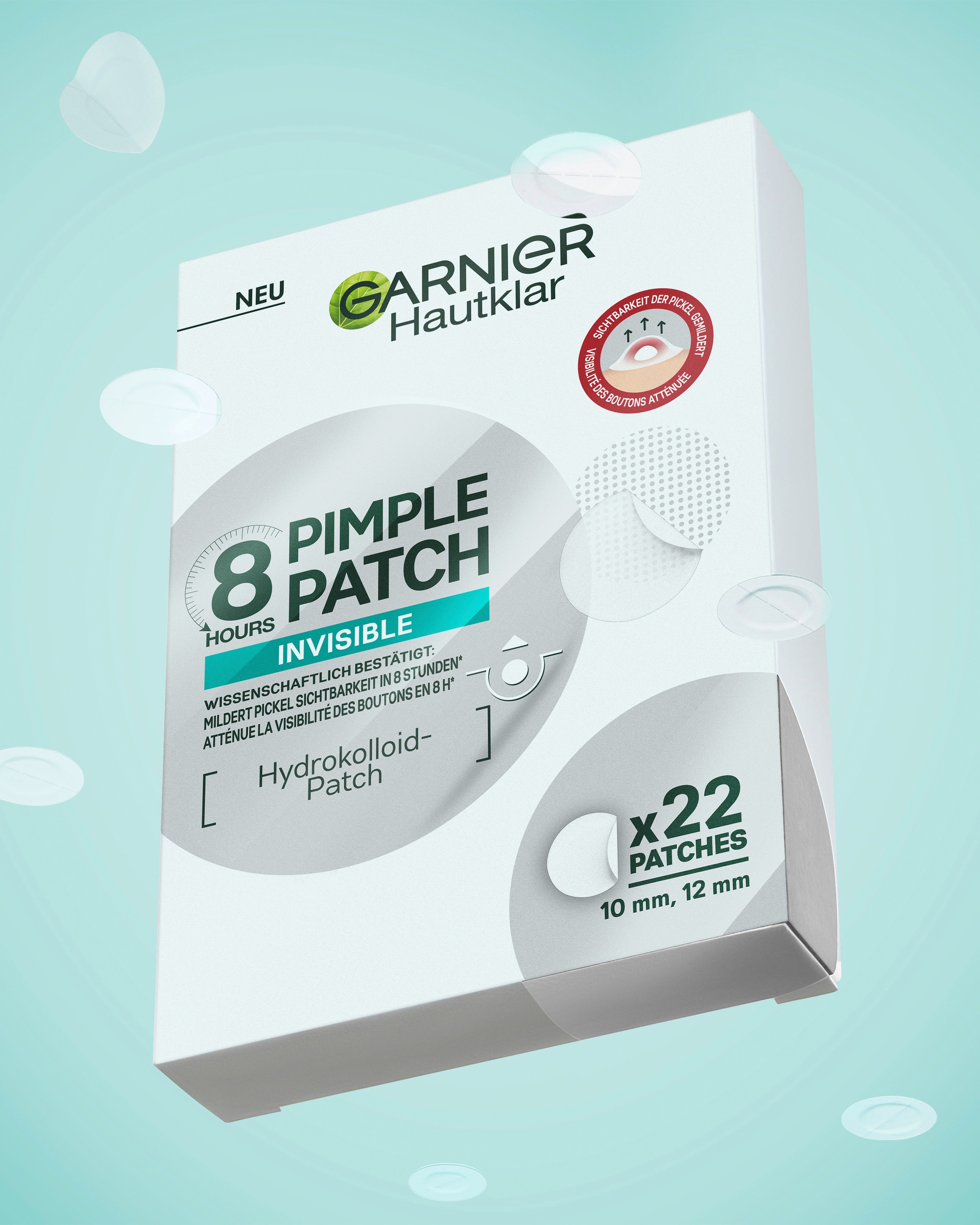 GARNIER Pickel-Tupfer »GARNIER 8H INVISIBLE PIMPLE PATCH« Flacht Pickel ab mit Hydrokolloid, keine Pickelmale.