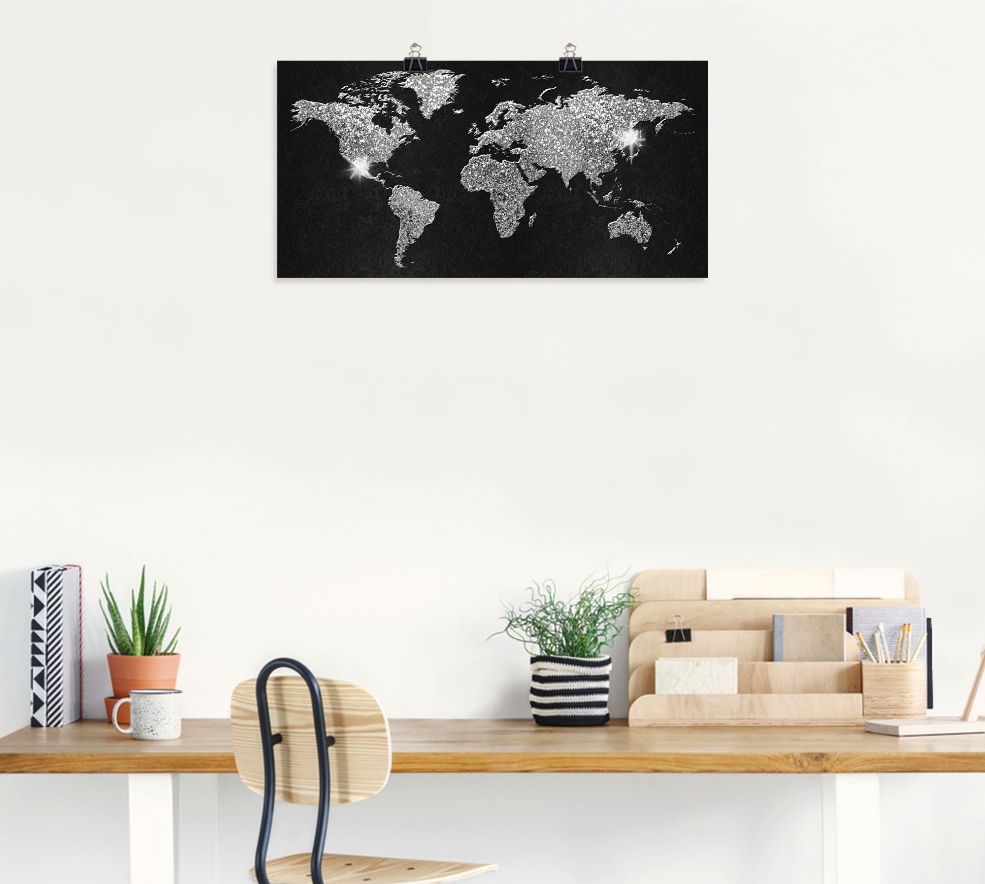 Artland Wandbild »Weltkarte Glitzer«, Land- & Weltkarten, (1 St.), als Alubild, Outdoorbild, Leinwandbild, Poster, Wandaufkleber