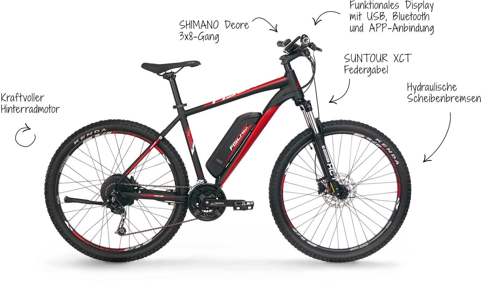 FISCHER Fahrrad E-Bike »MONTIS EM 1726 557«, 10 Gang, Pedelec, Elektrofahrrad für Damen u. Herren, MTB