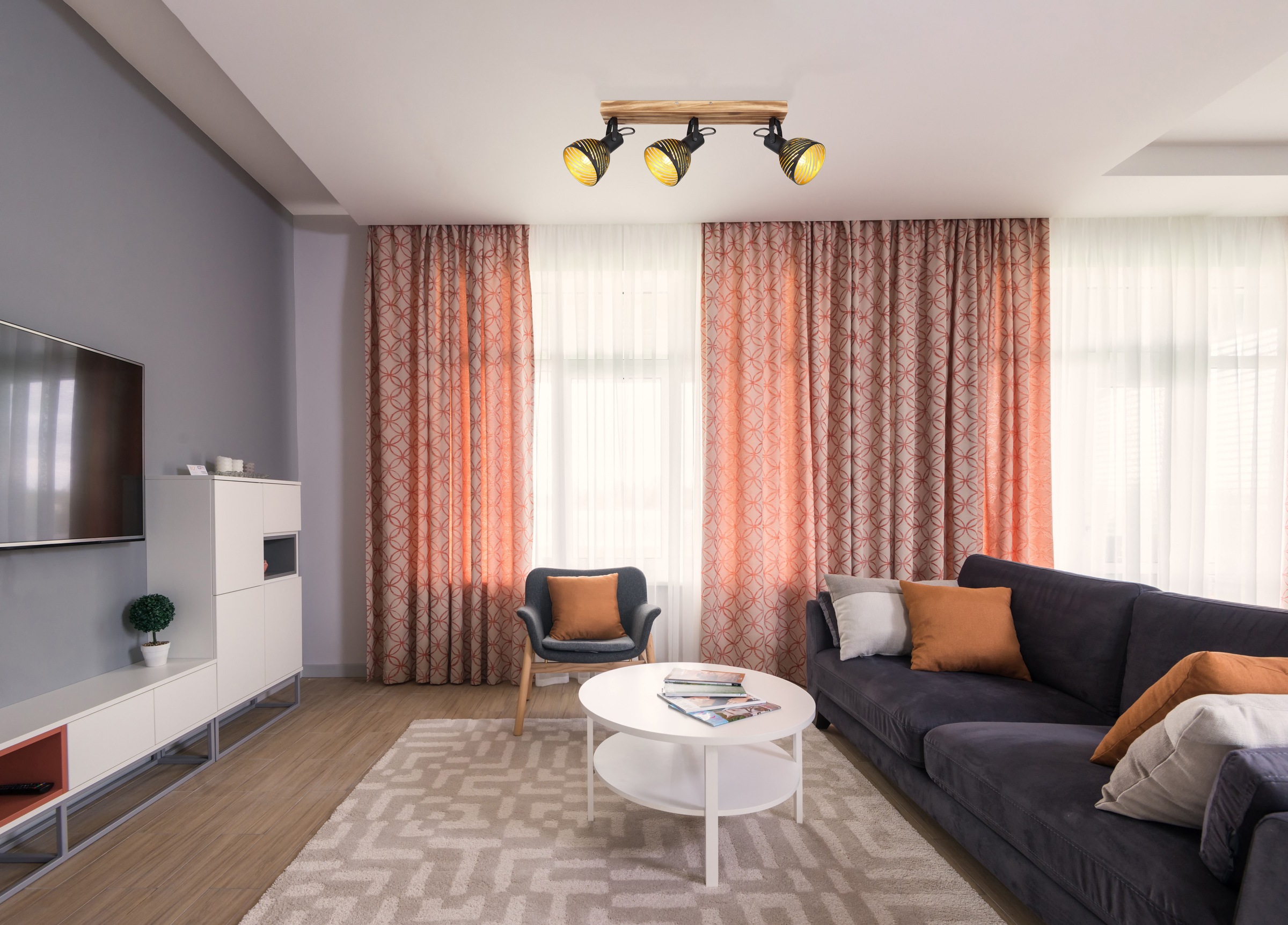 GLOBO LIGHTING Deckenstrahler »LENNA« E27 1 Stk. Deckenspot/Holz/goldfarben günstig online kaufen