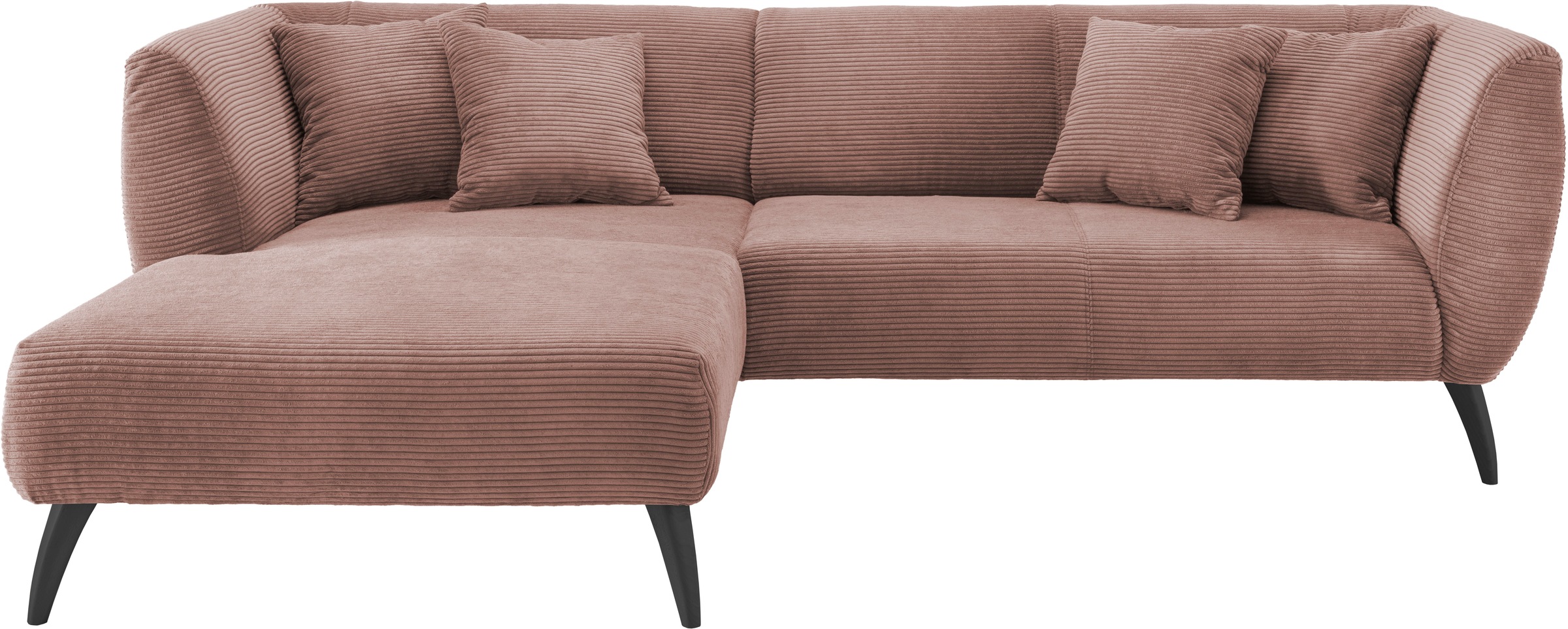 INOSIGN Ecksofa »Colori L-Form«, Holzfußfarbe wählbar, inkl. 4x Zierkissen