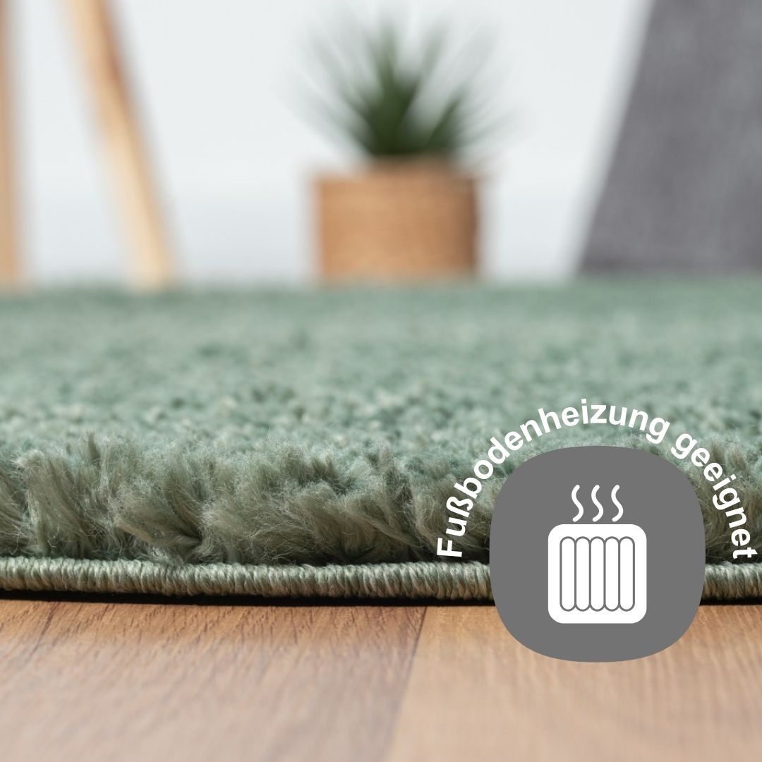 Myflair Möbel & Accessoires Hochflor-Teppich »My Shaggy«, rund, 37 mm Höhe, Shaggy, Uni Farben, leicht glänzend, Microfaser, extra flauschig
