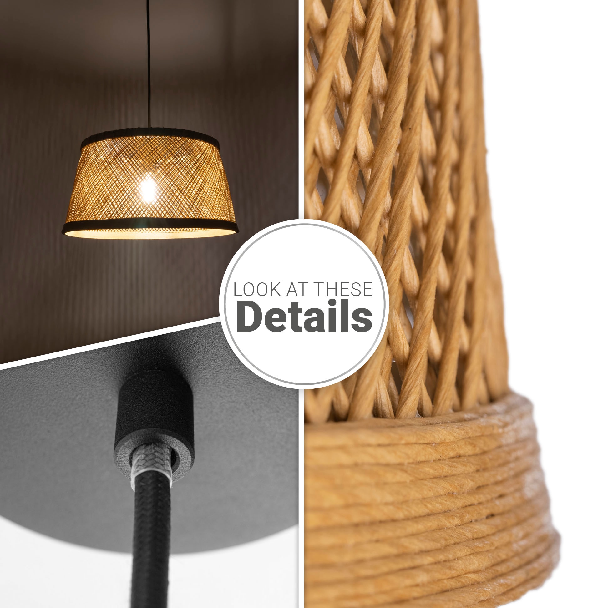 Paco Home Pendelleuchte »RAMA«, Leuchtmittel E27 | ohne Leuchtmittel, Korb Papier Hängend Esstisch Lampe Boho Wohnzimmer E27
